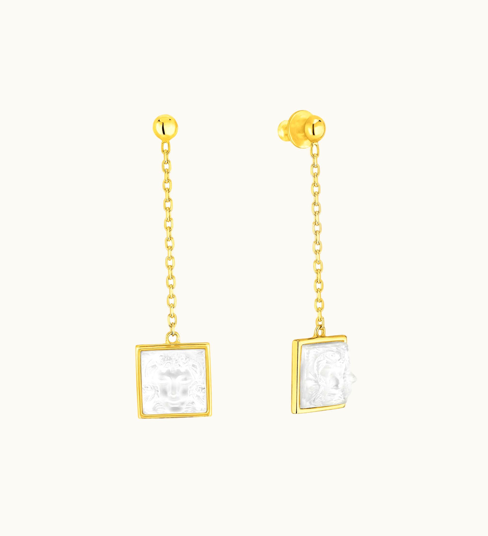 Lalique Lalique Aréthuse Long Earrings - Clear Crystal, Vermeil 10772400