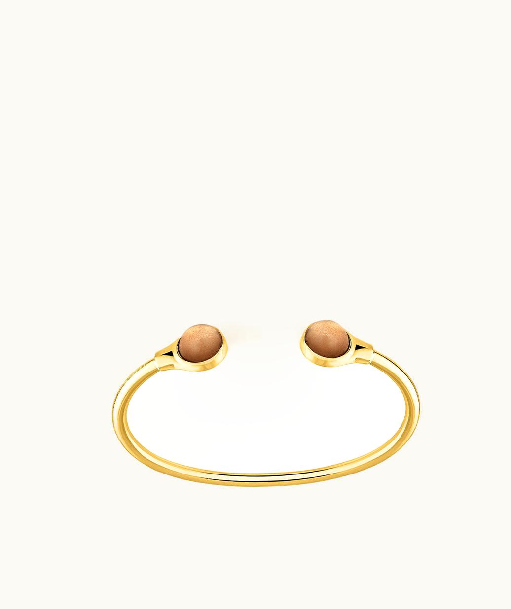 Lalique Lalique Cabochon Flexible Bangle - Bronze Crystal, 18k Yellow gold-plated