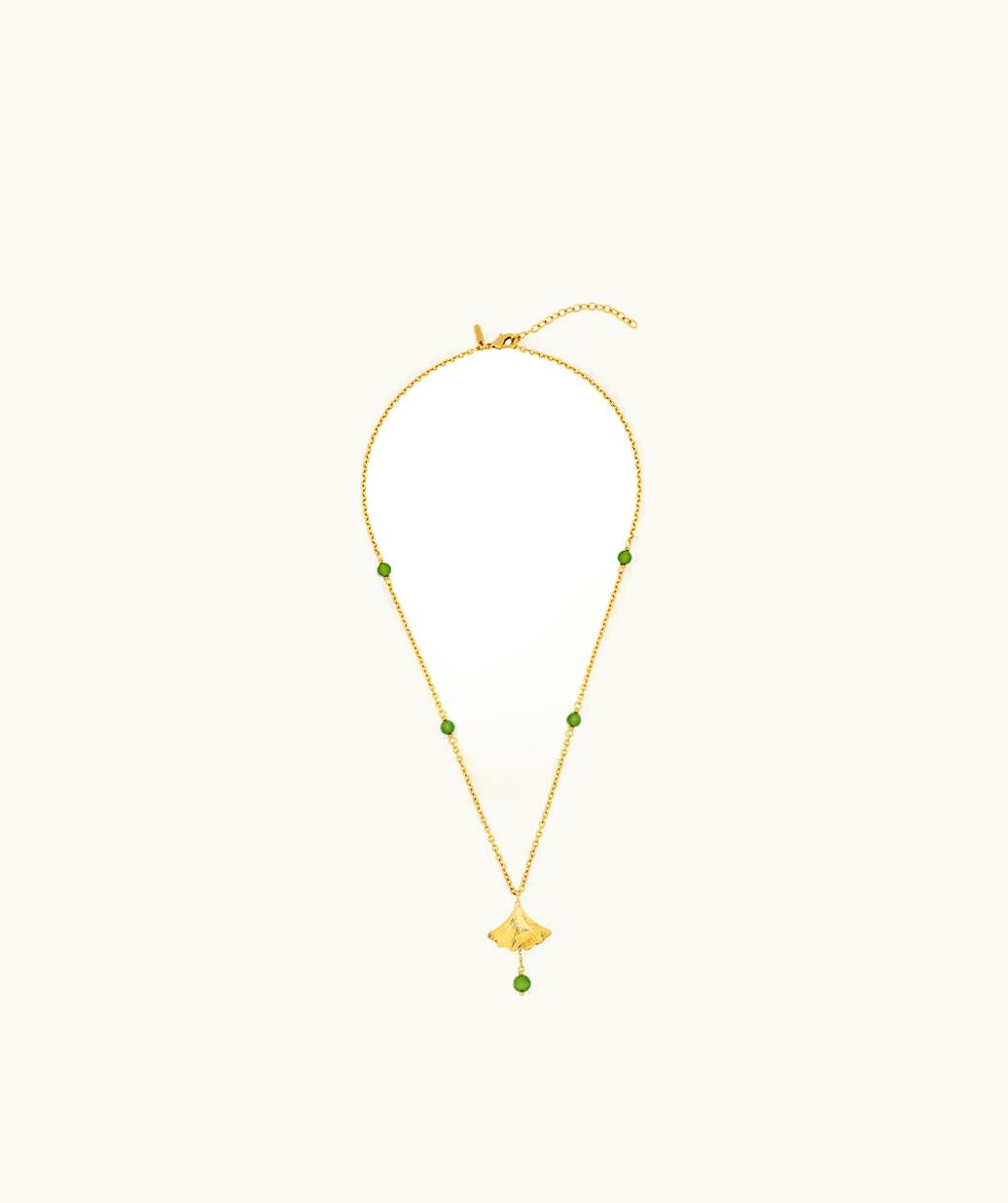 Lalique Lalique Ginkgo Small Necklace - Antinea Green Crystal, 18k Yellow gold-plated