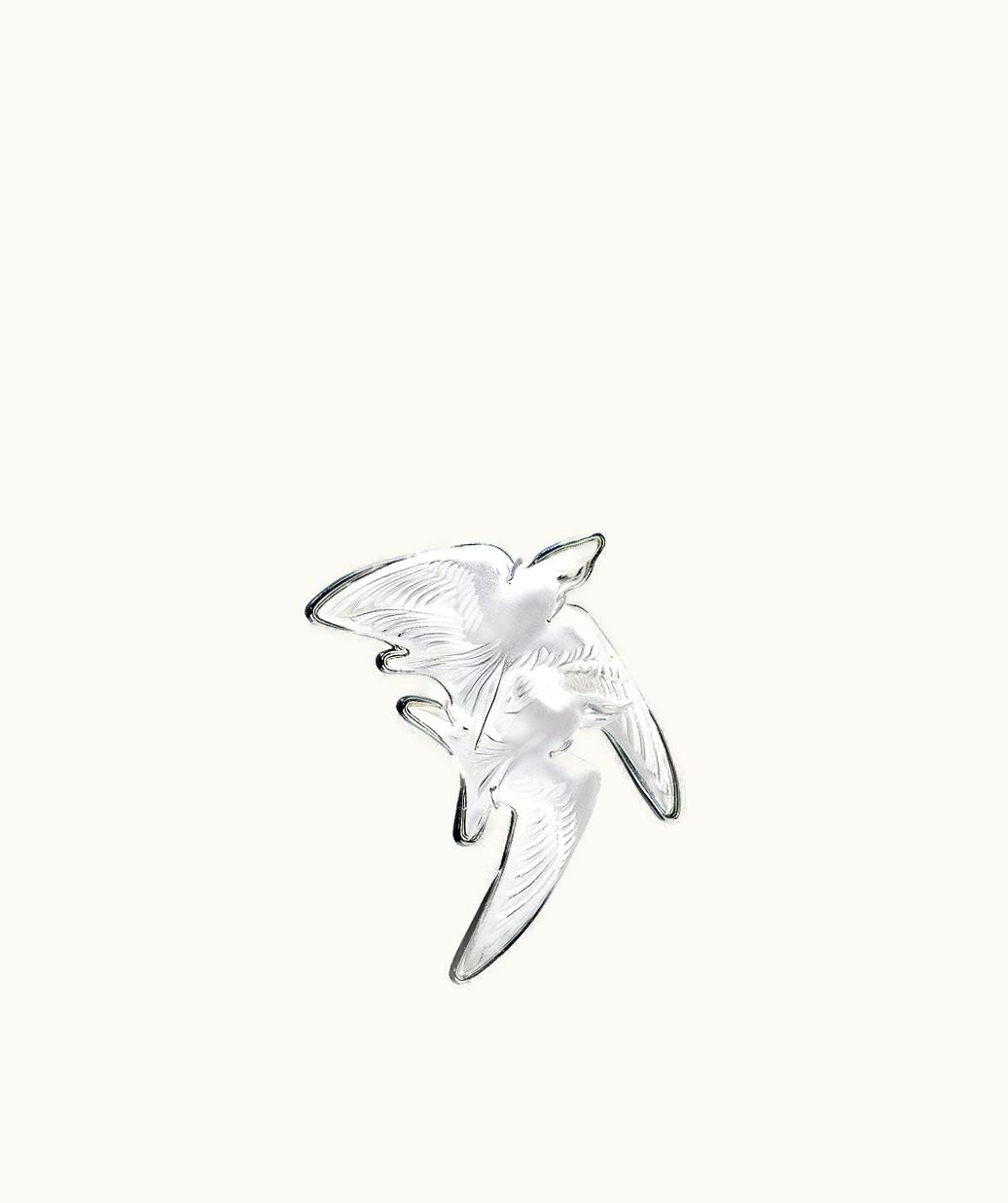 Lalique Lalique Hirondelles Brooch - Clear Crystal, Silver
