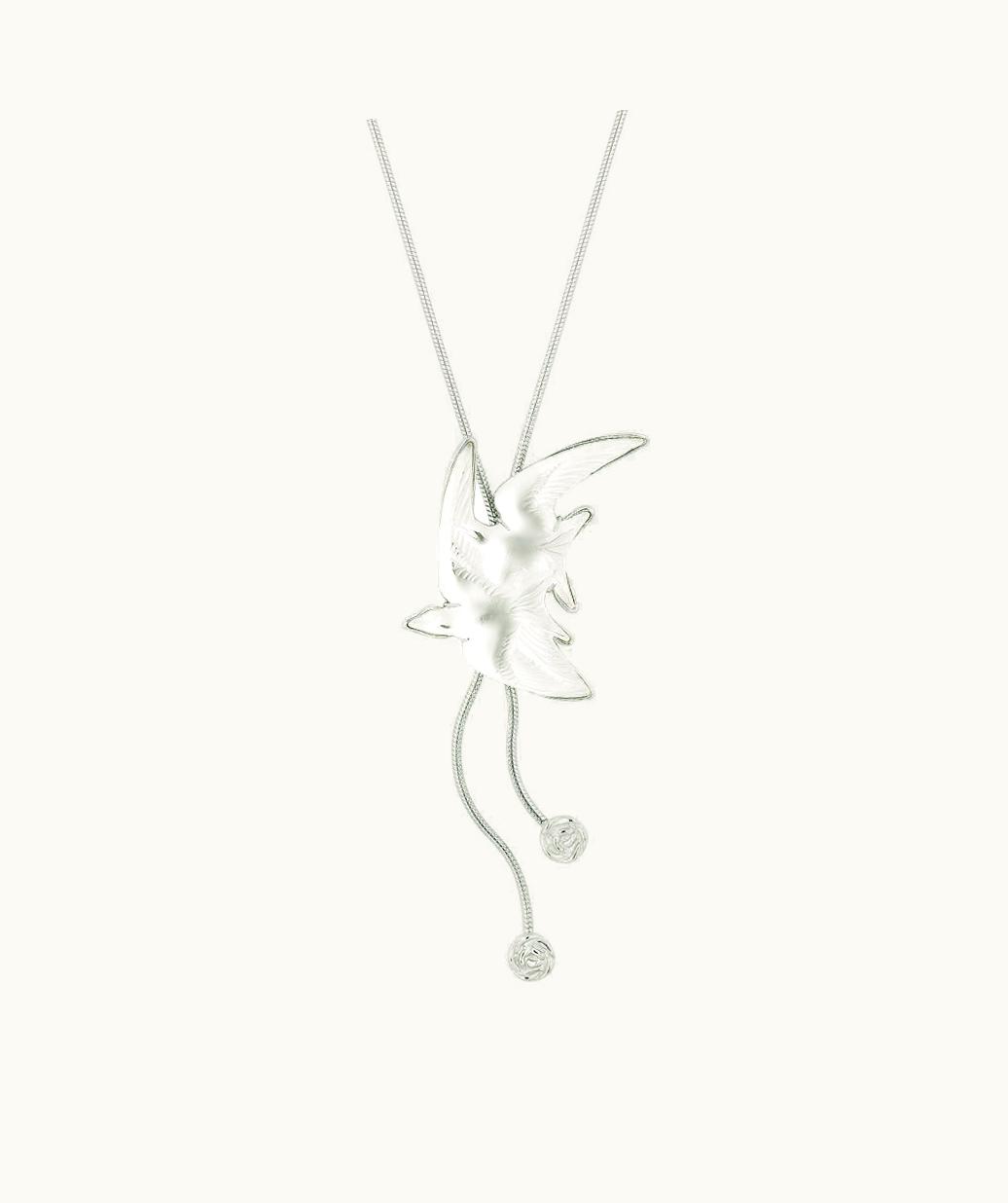 Lalique Lalique Hirondelles Necklace - Clear Crystal, Silver