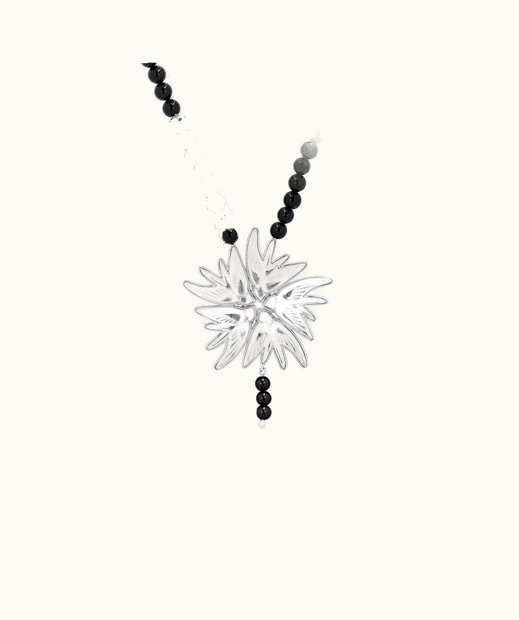 Lalique Lalique Hirondelles Necklace - Clear Crystal, Onyx, Silver 10394800