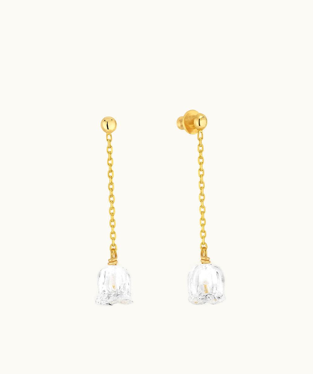 Lalique Lalique Muguet Long Earrings - Clear Crystal, Vermeil