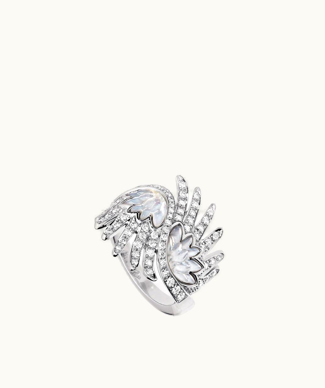 Lalique Lalique Vesta Ring, Small - White Gold, Diamonds, MOTHER-OF-PEARL
