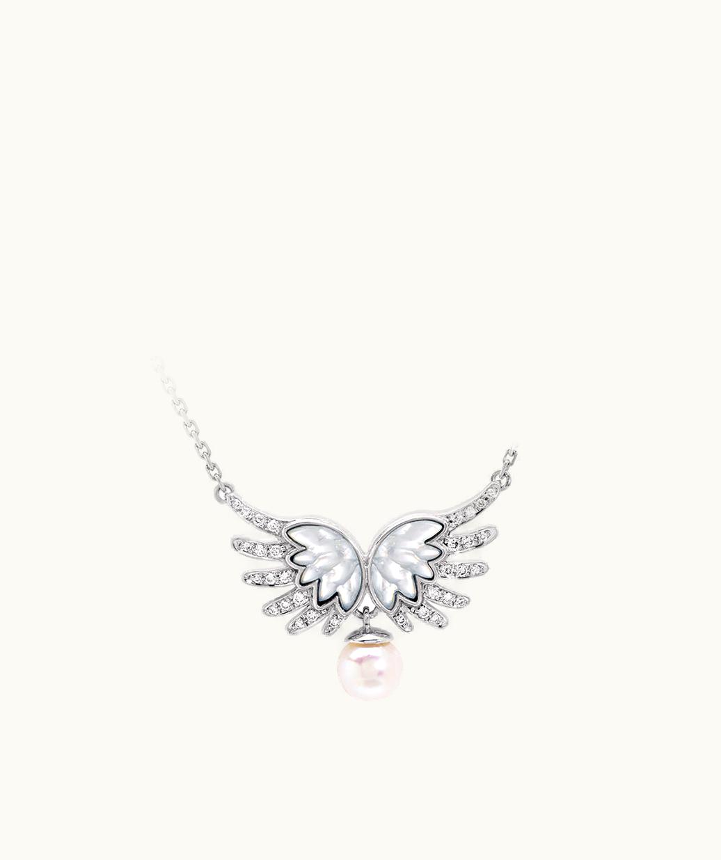 Lalique Lalique Vesta Necklace, Small - White Gold, Cultured Pearl, Diamonds, MOTHER-OF-PEARL