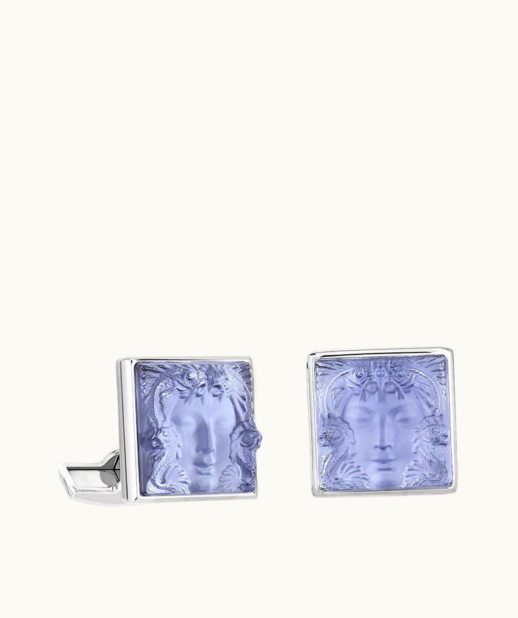 Lalique Lalique Aréthuse Cufflinks - Sapphire Blue Crystal, Palladium Finishing
