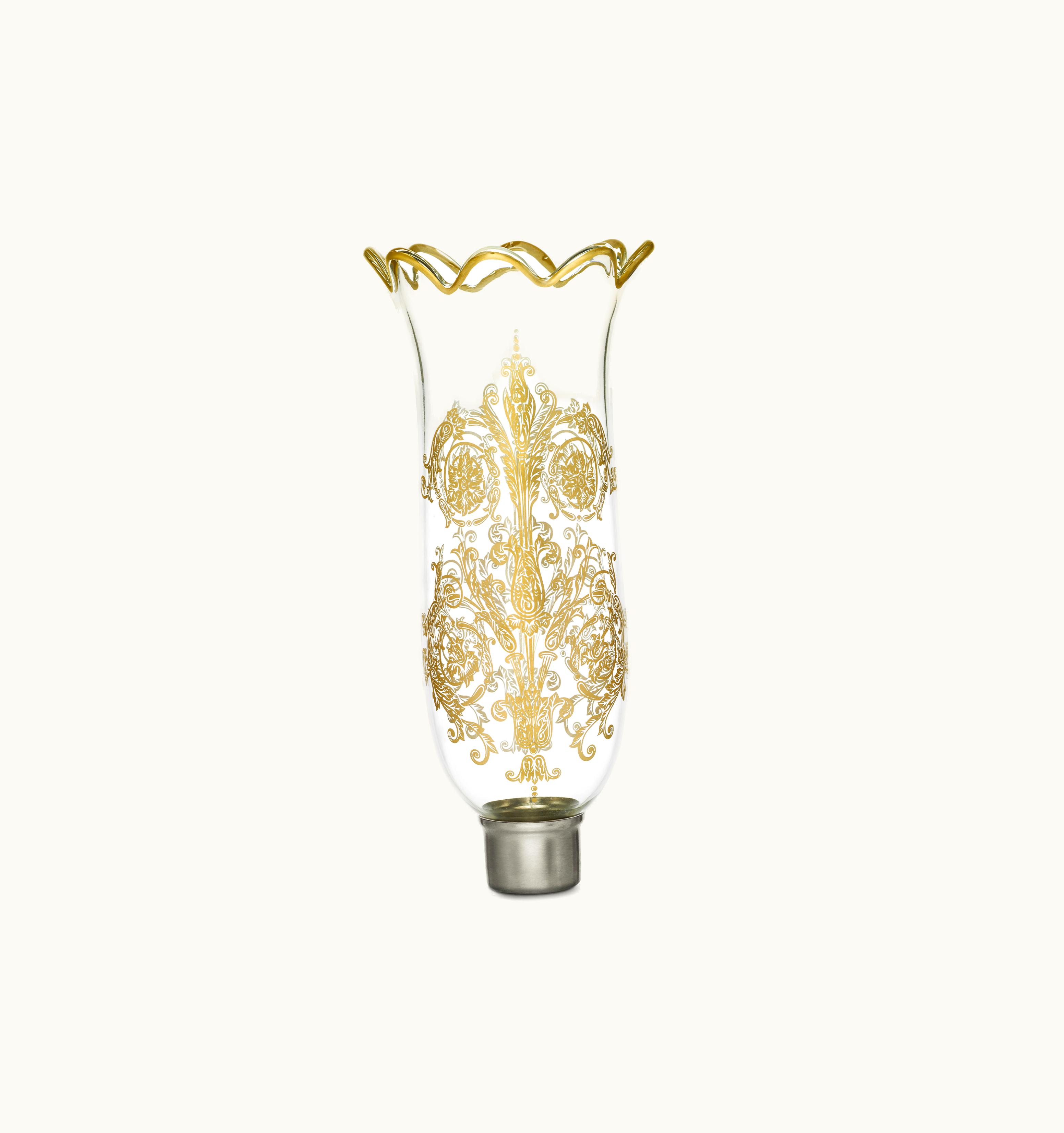 Baccarat Baccarat Tulip Hurricane Shade Scalloped Top Acanthus Gold