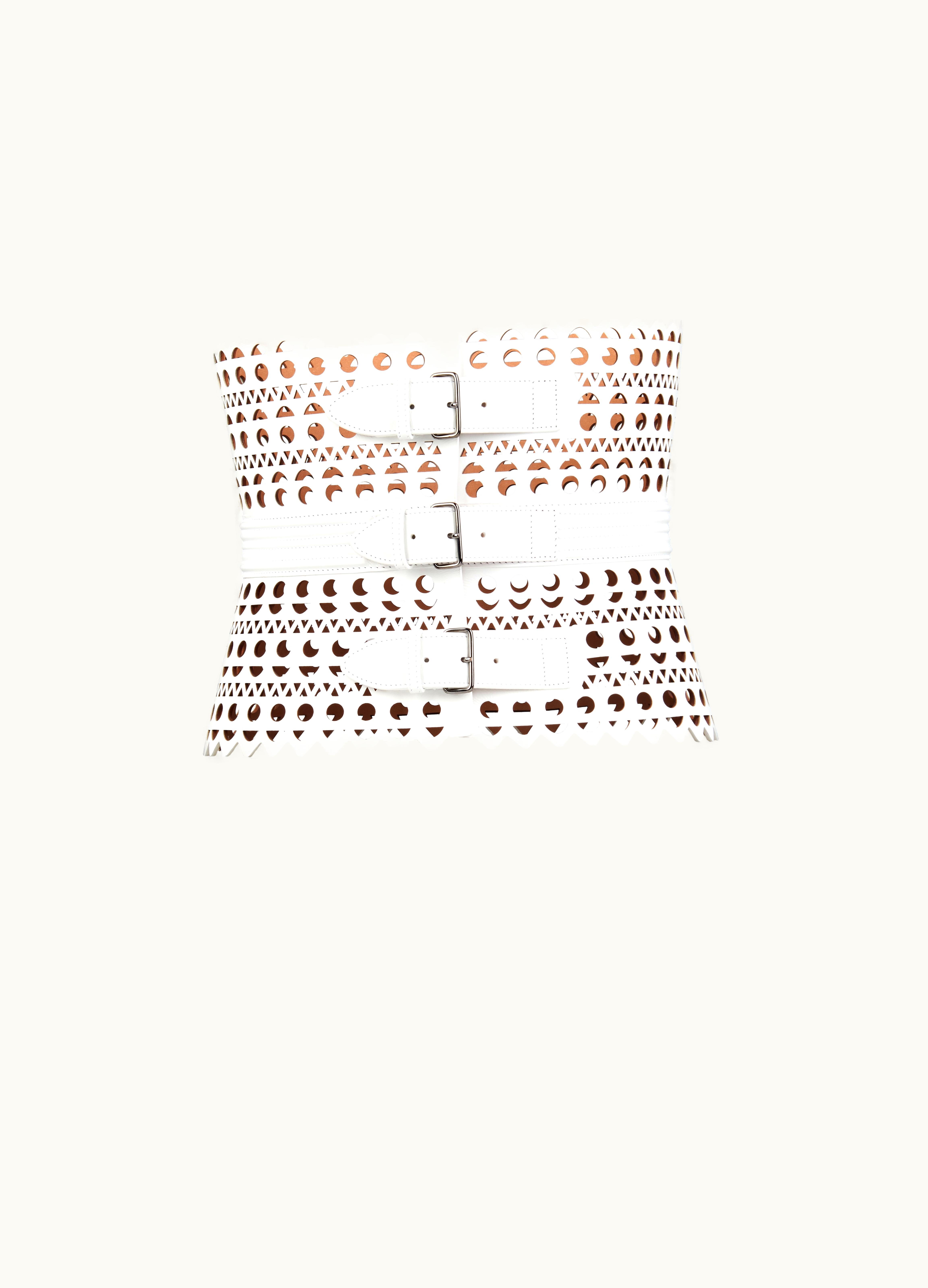 Alaia Alaia White Corset Belt In Vienne Wave Lux Calfskin