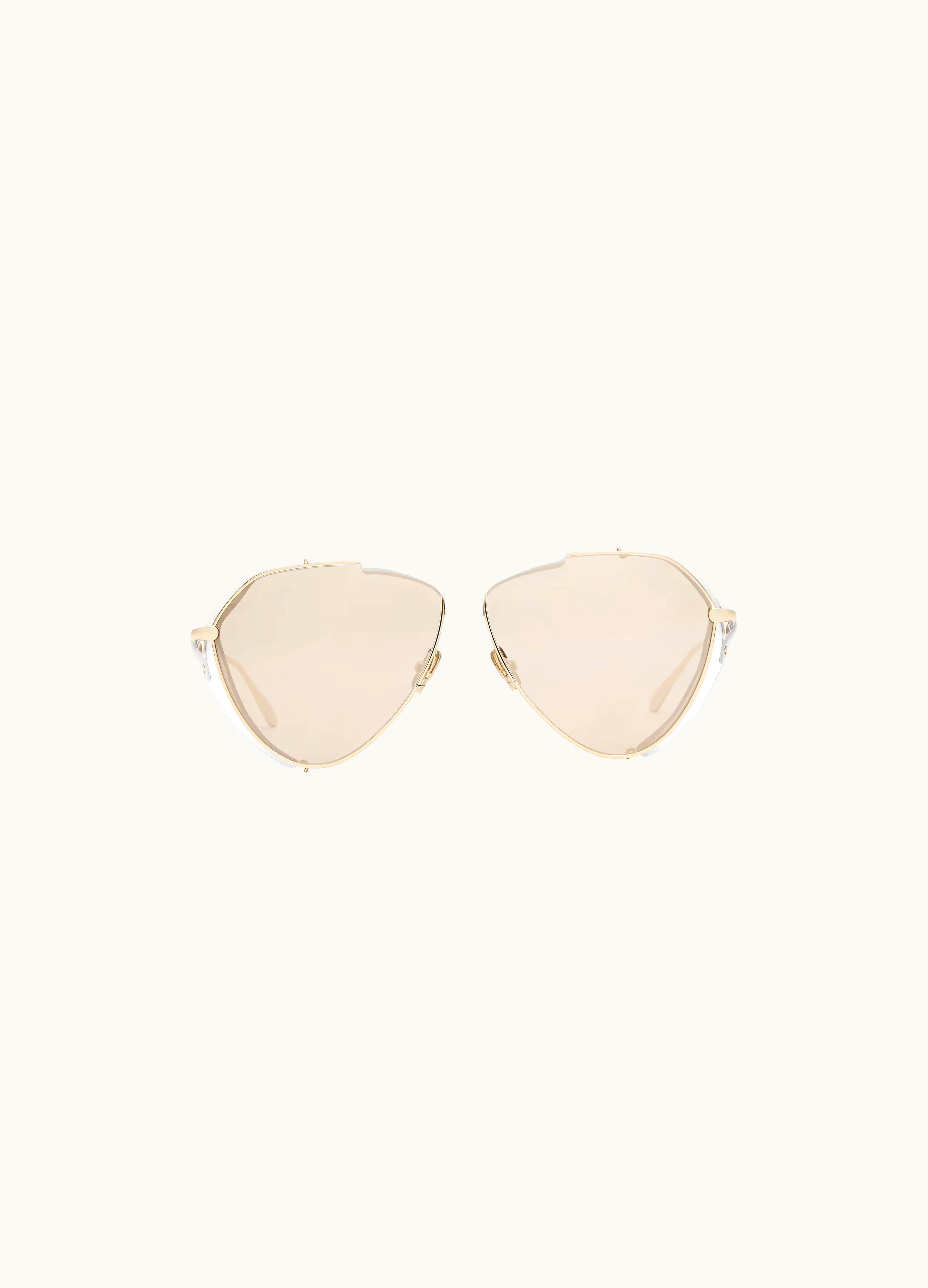 Alaia Alaia Gold Aviator Sunglasses In Metal And Leather