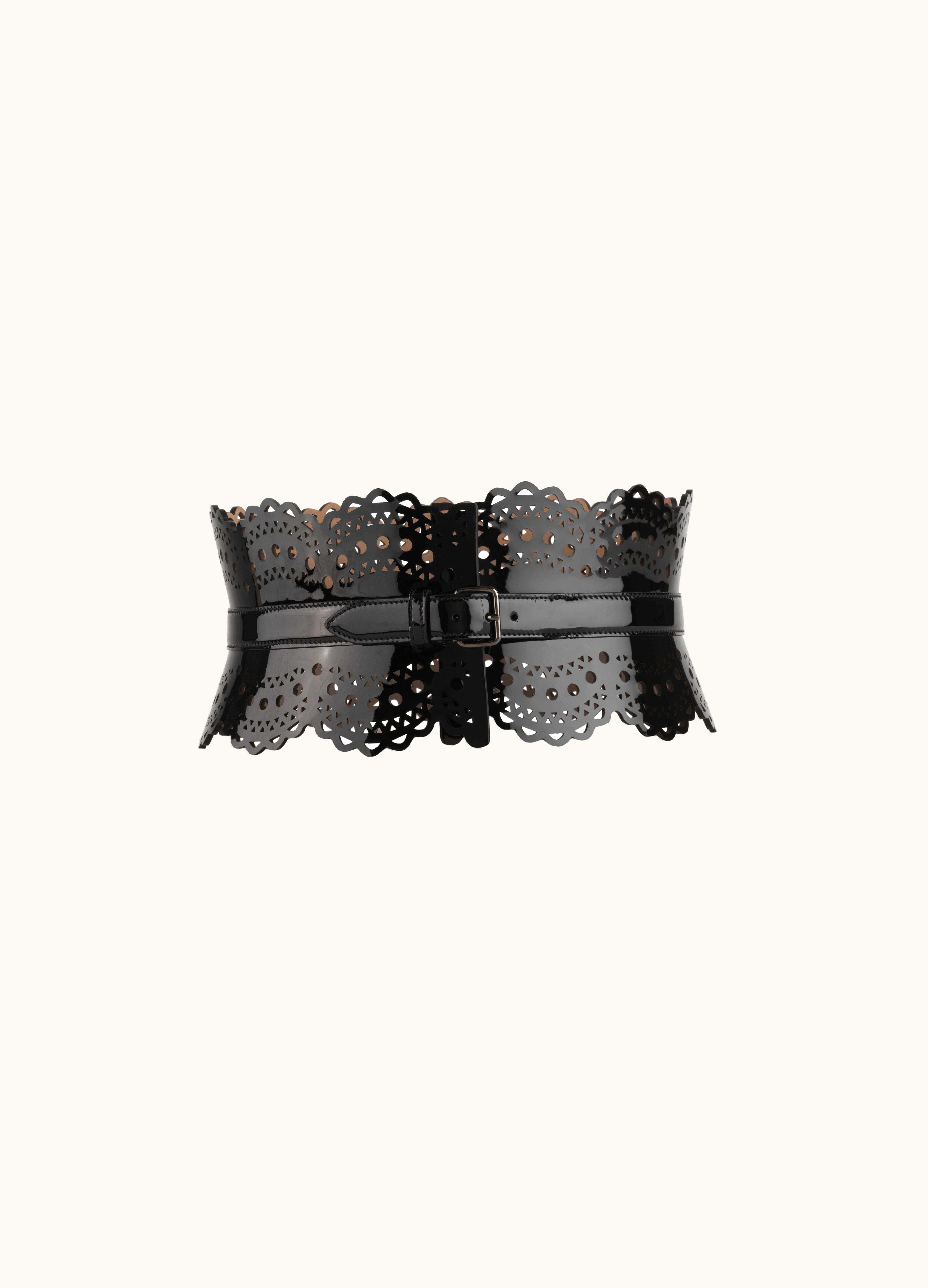 Alaia Alaia Wave Calfskin Laser-Cut Bustier Belt