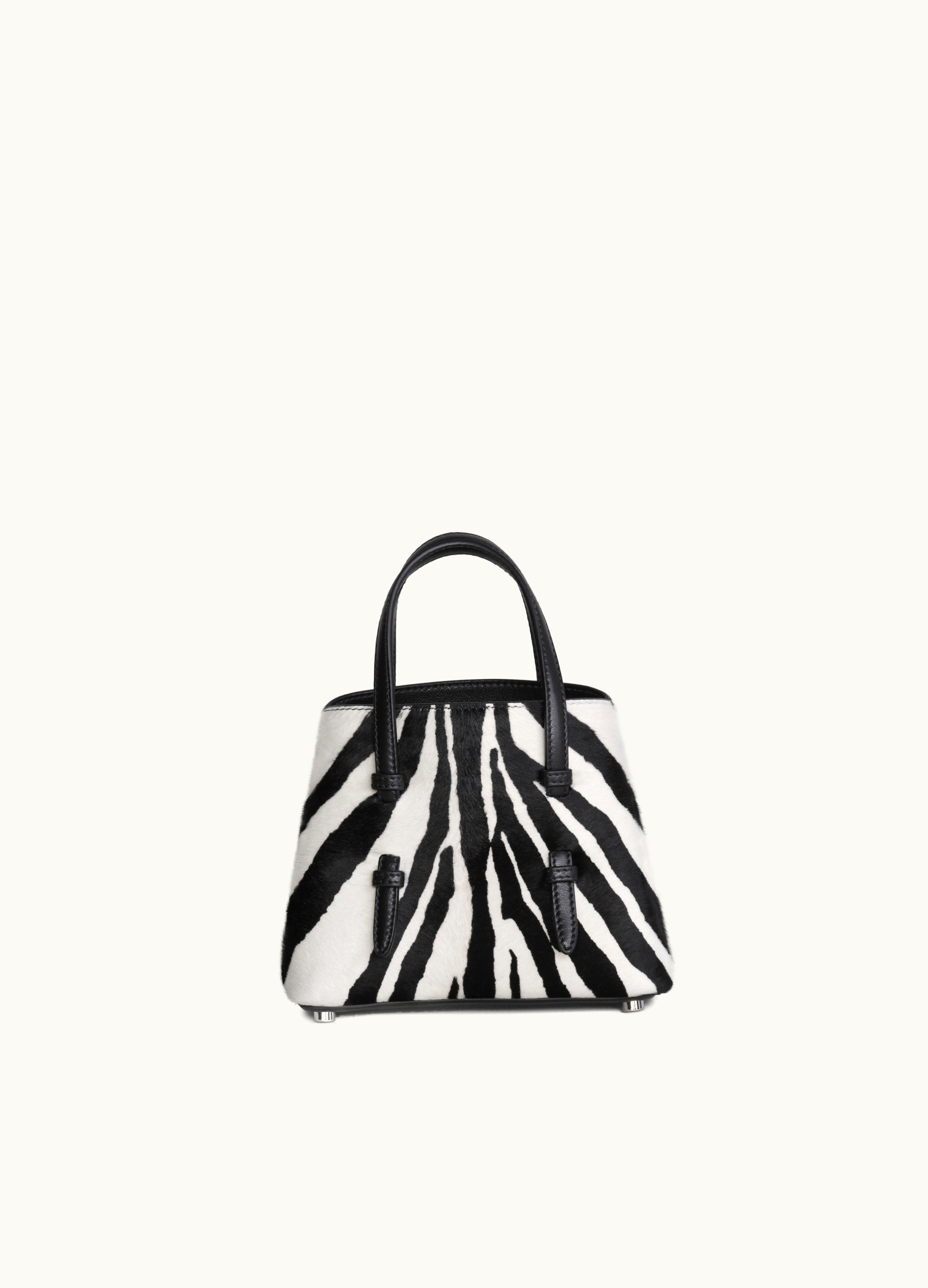 Alaia Alaia Women's Black Mina 16 Bag In Zebra Print On Hairy Calfskin
