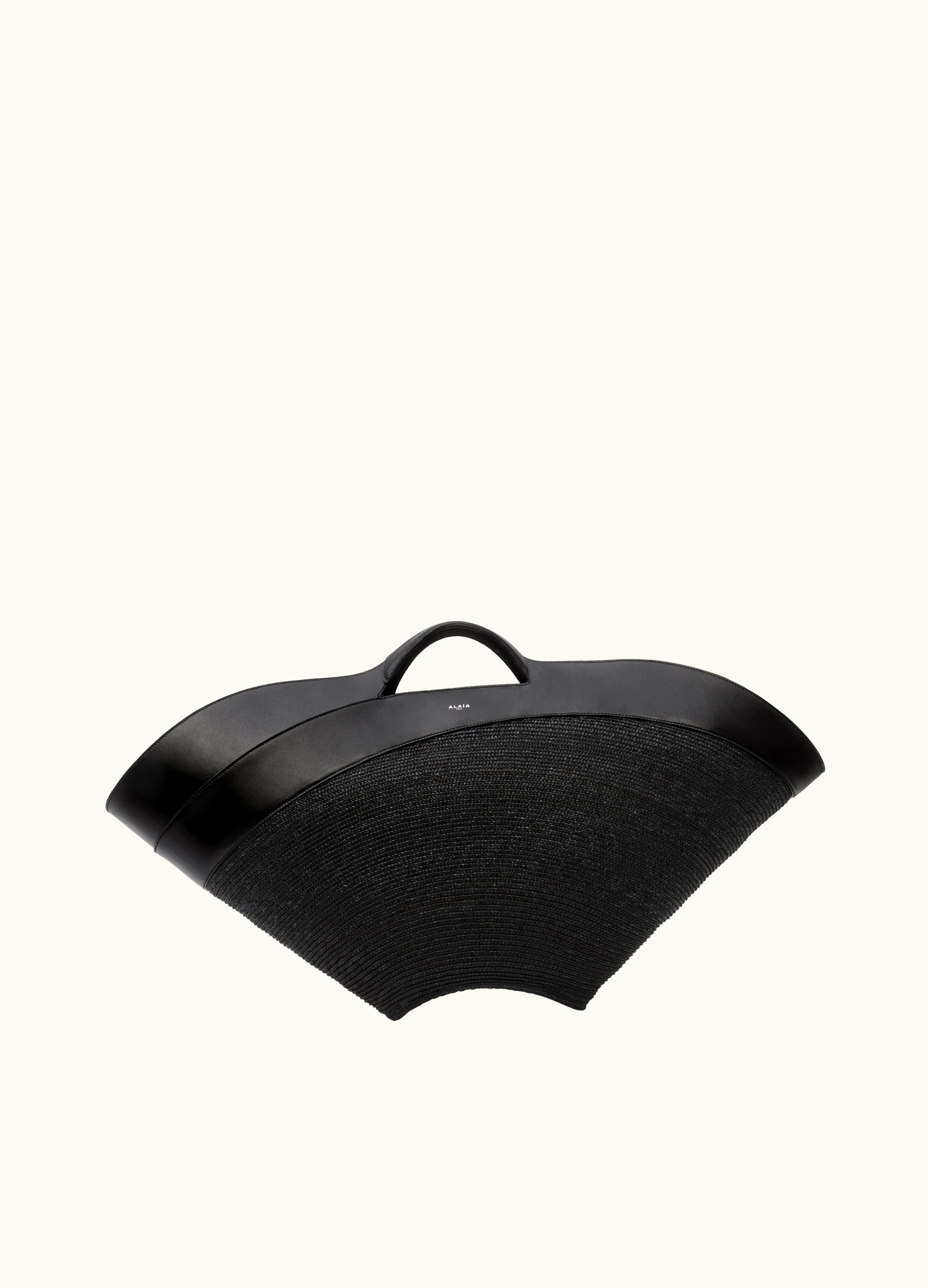Alaia Alaia Black Khaima Large Bag In Calfskin And Straw