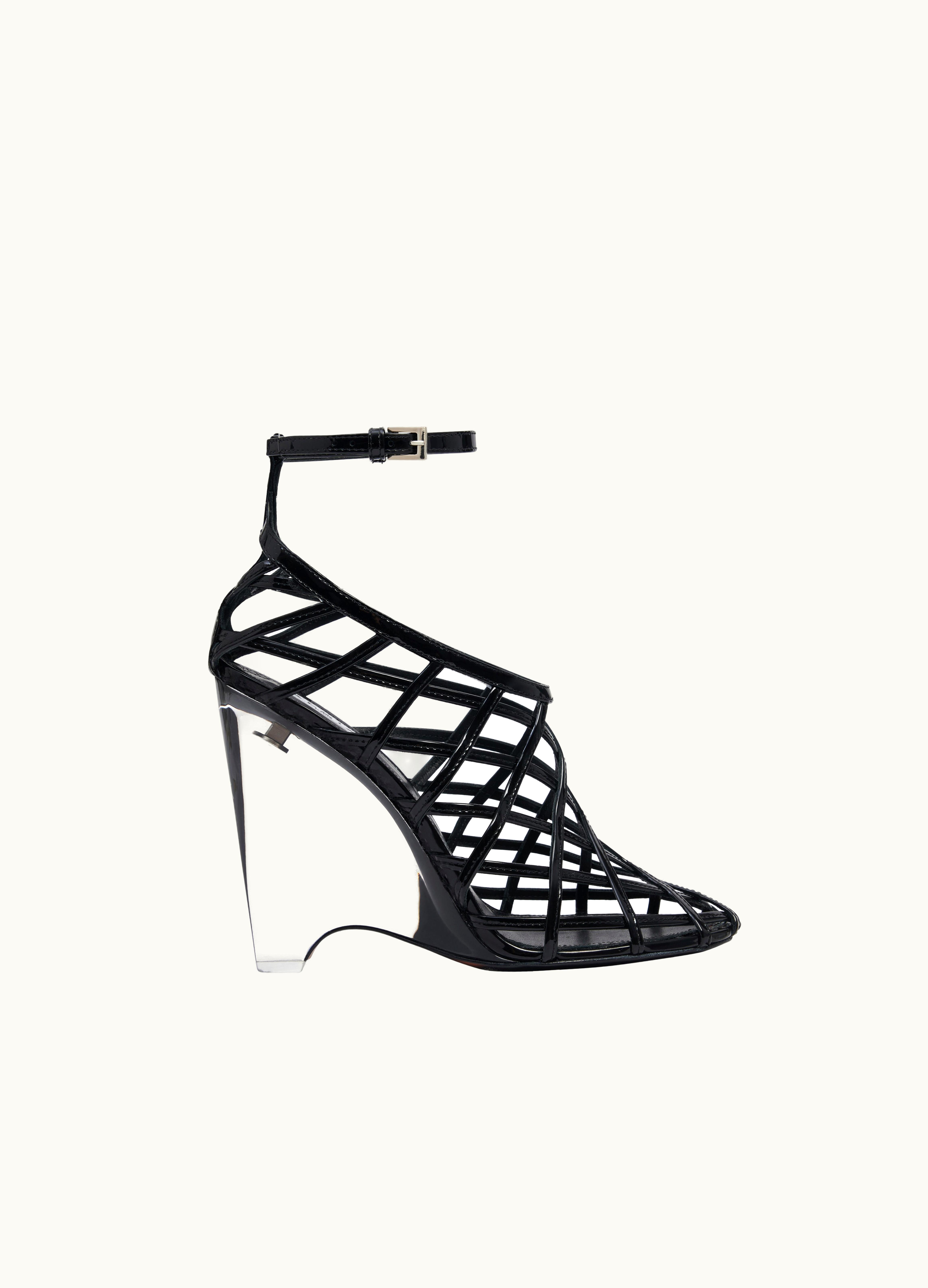 Alaia Alaia Women's Black La Cage Wedge Pumps In Patent Lambskin