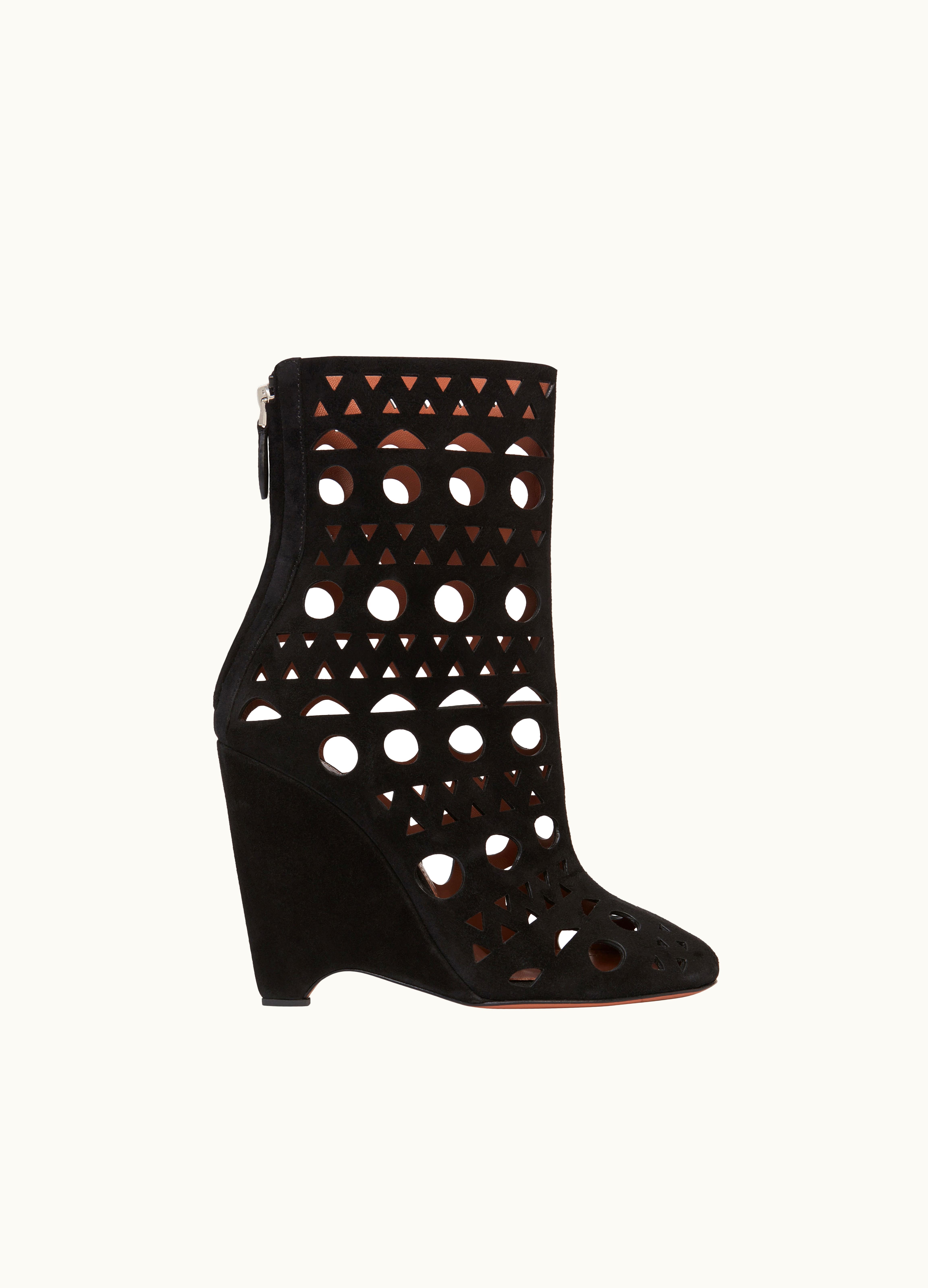 Alaia Alaia Women's Black Vienne Wedge Booties In Lambskin