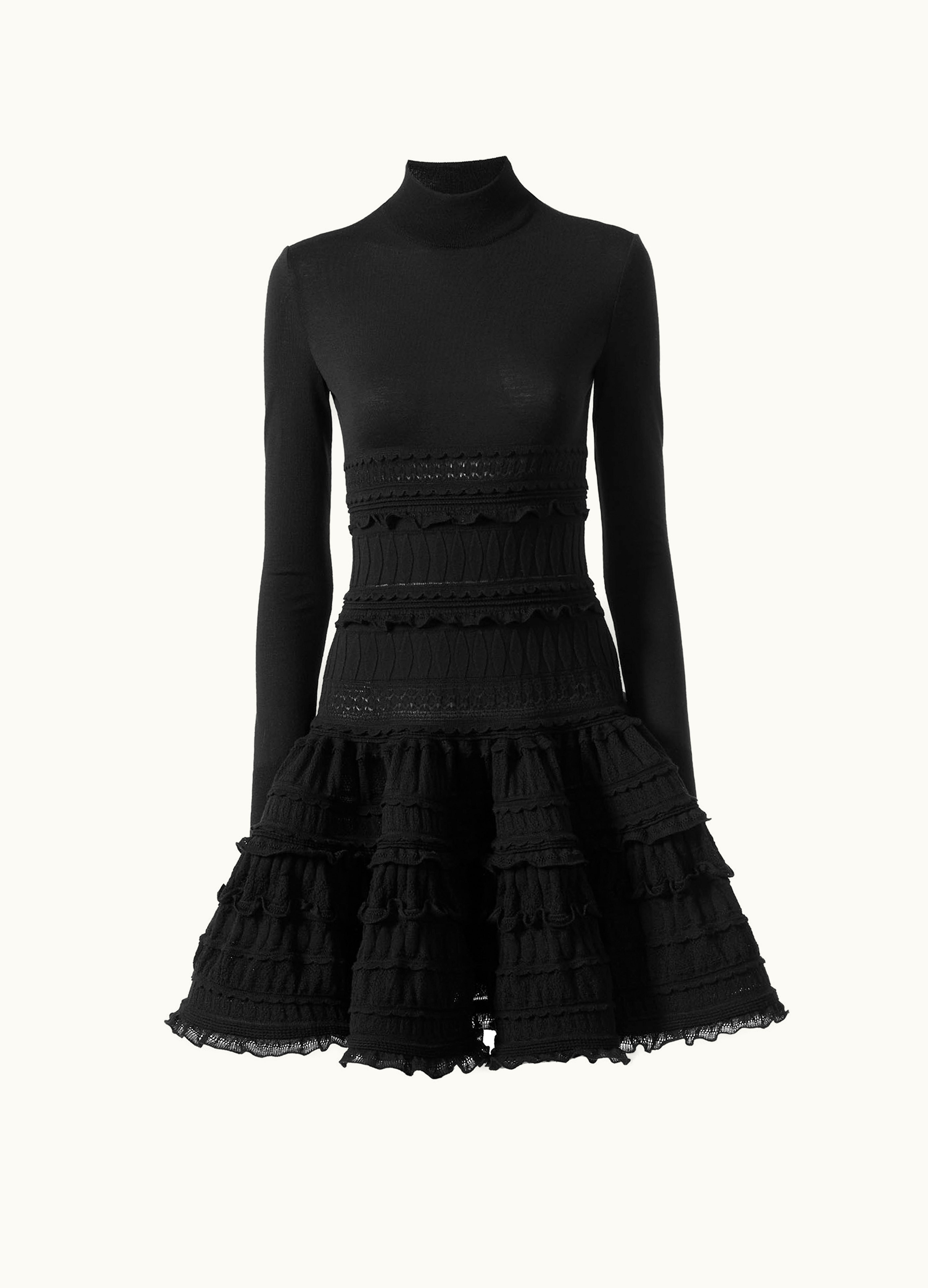 Alaia Alaia Women's Black High Neck Wool Crinoline Dress