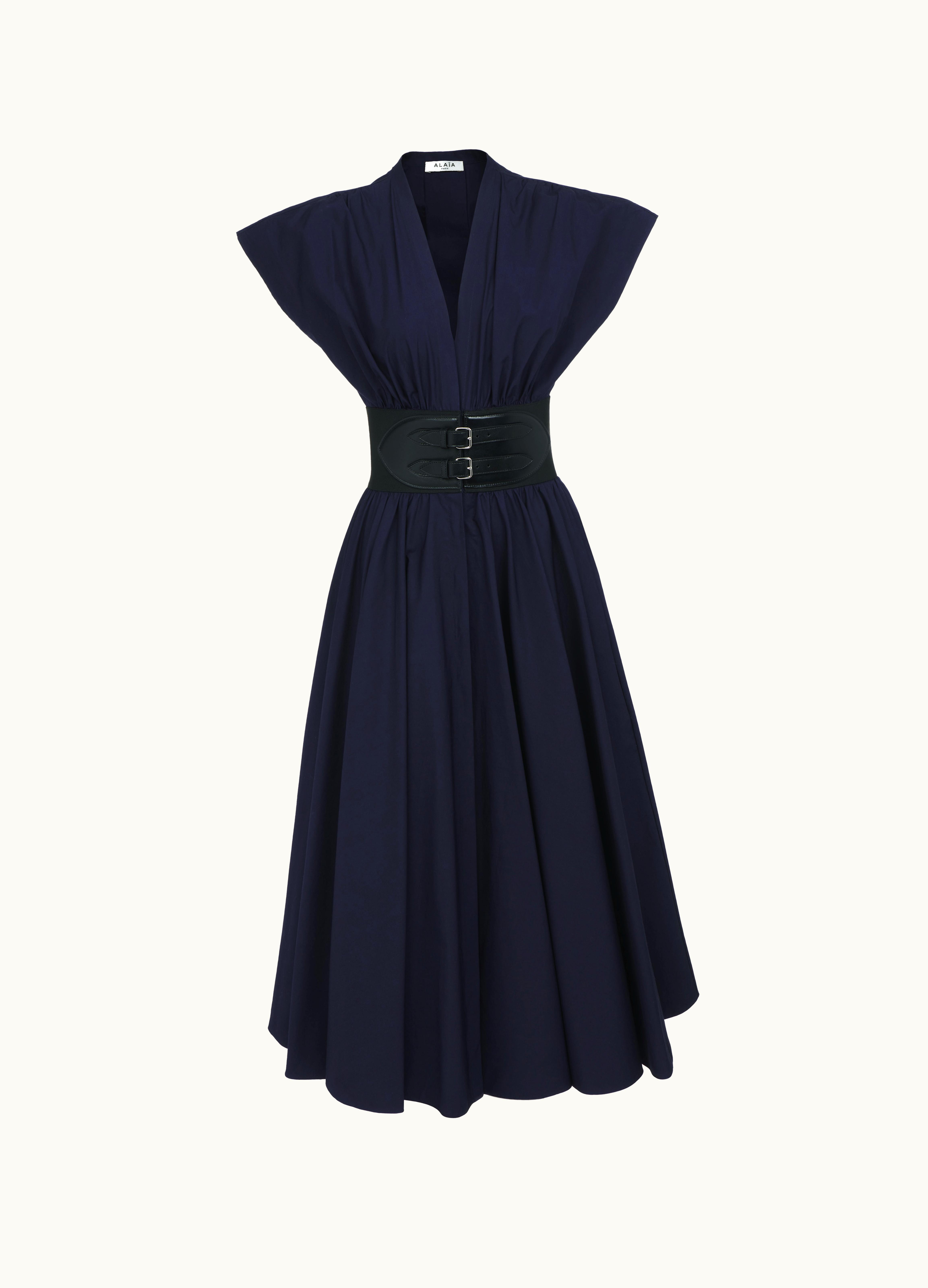 Alaia Alaia Women's Belted Midi Japanese Poplin Dress