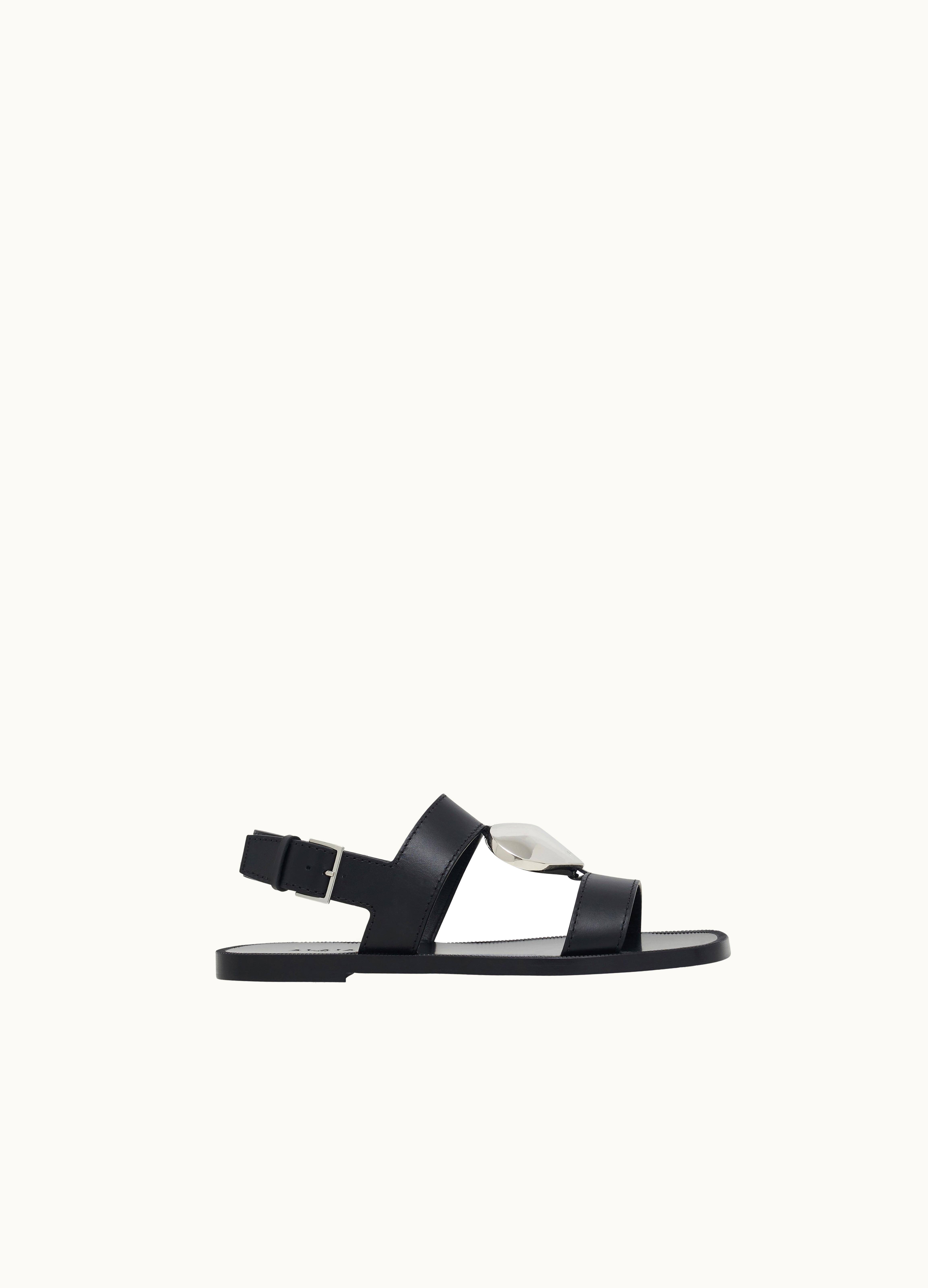 Alaia Alaia Women's Black Flat Sandals Le Cœur In Lambskin