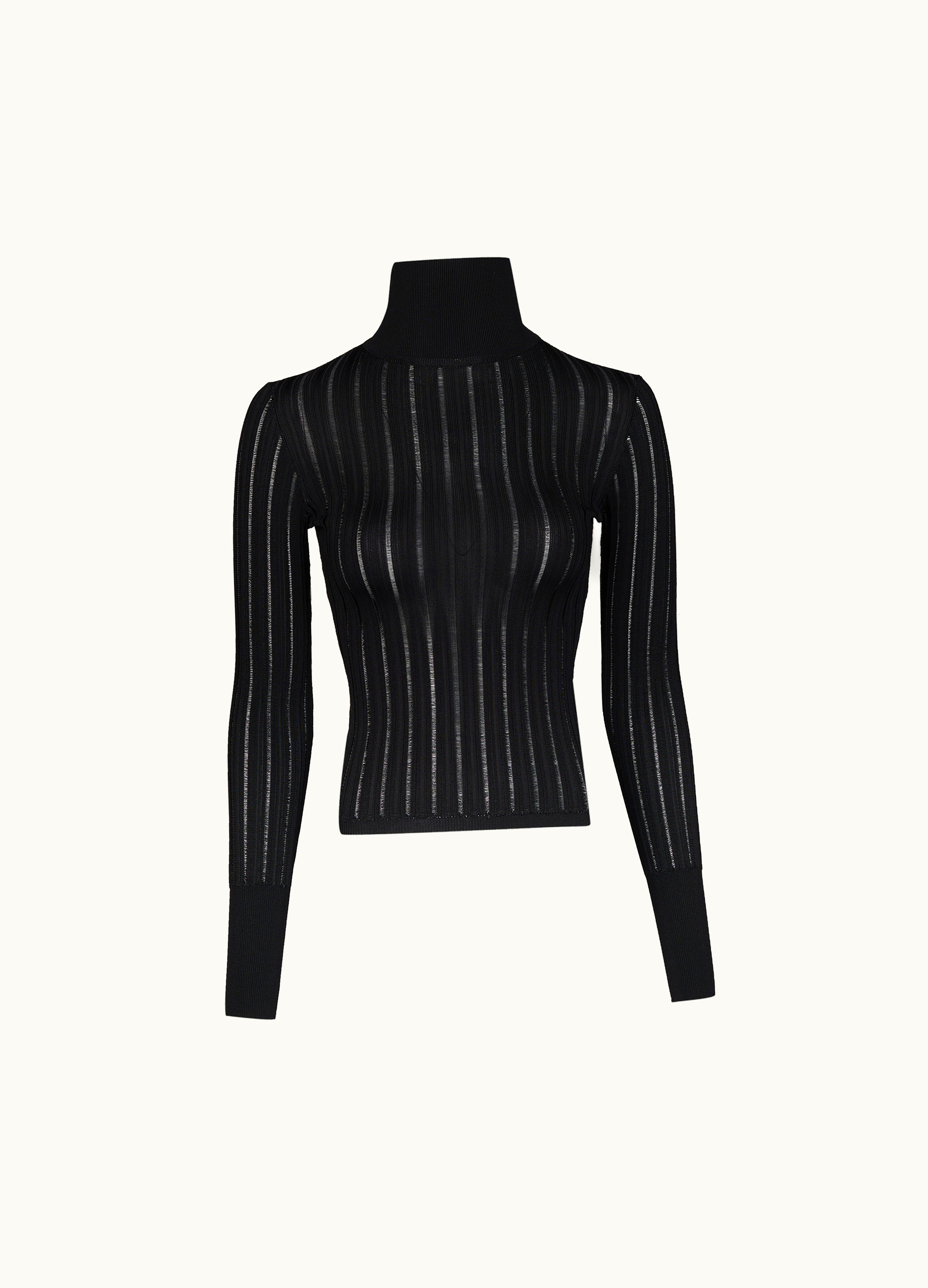 Alaia Alaia Women's Black Shiny Crinoline Turtleneck