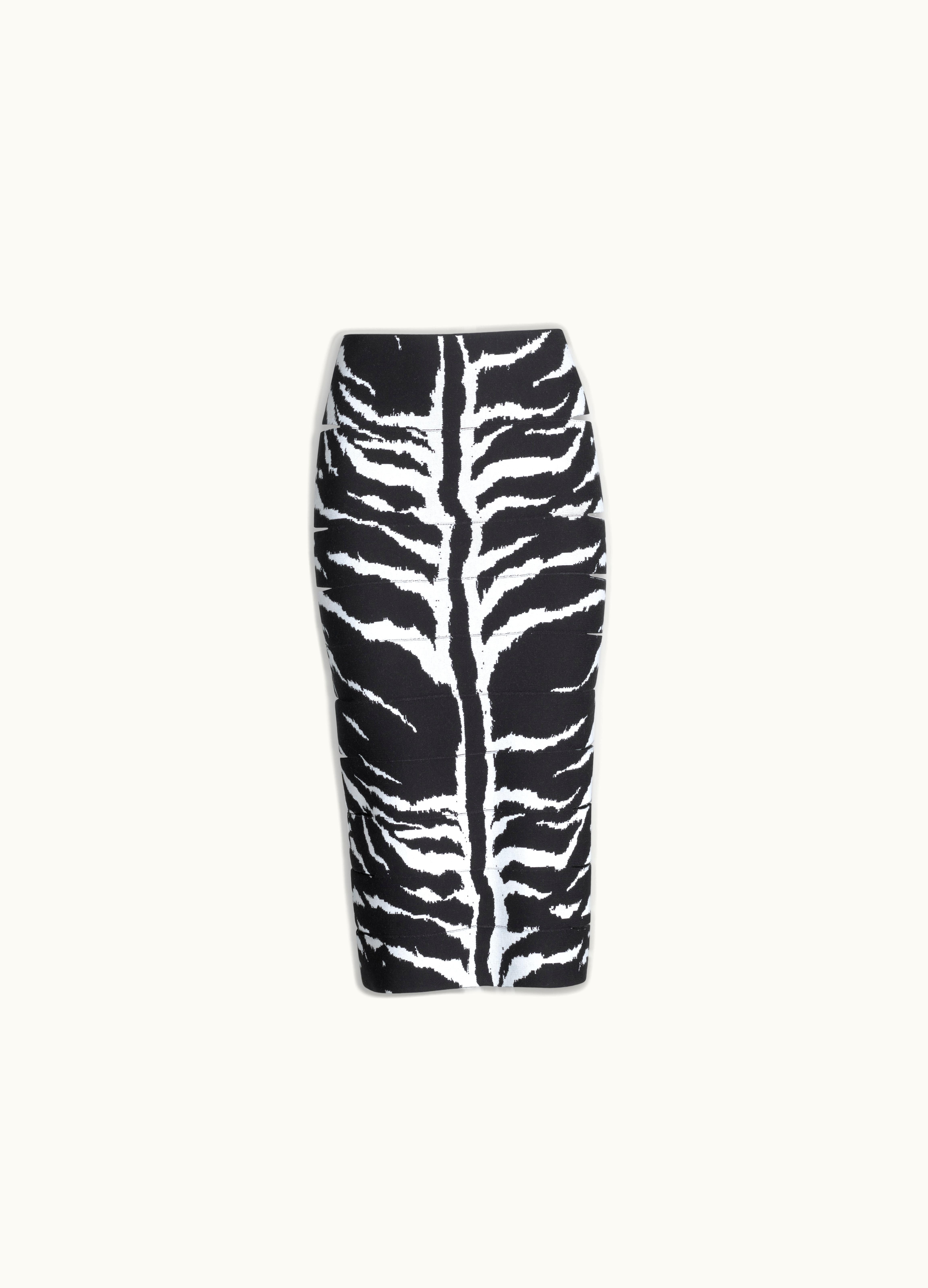 Alaia Alaia Women's Black Pencil Animal Knit Skirt