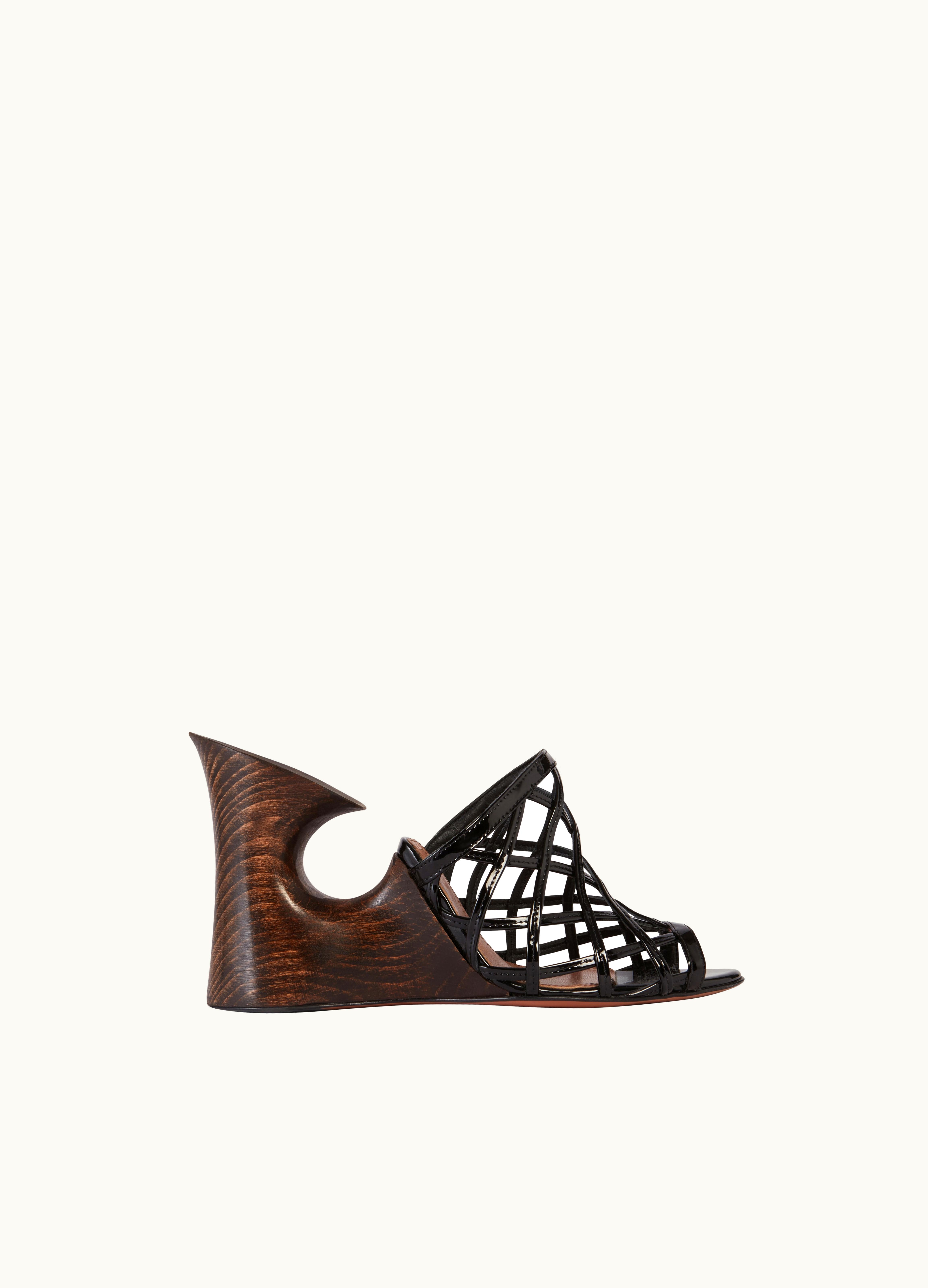 Alaia Alaia Black La Sculpture Mules In Calfskin & Wood