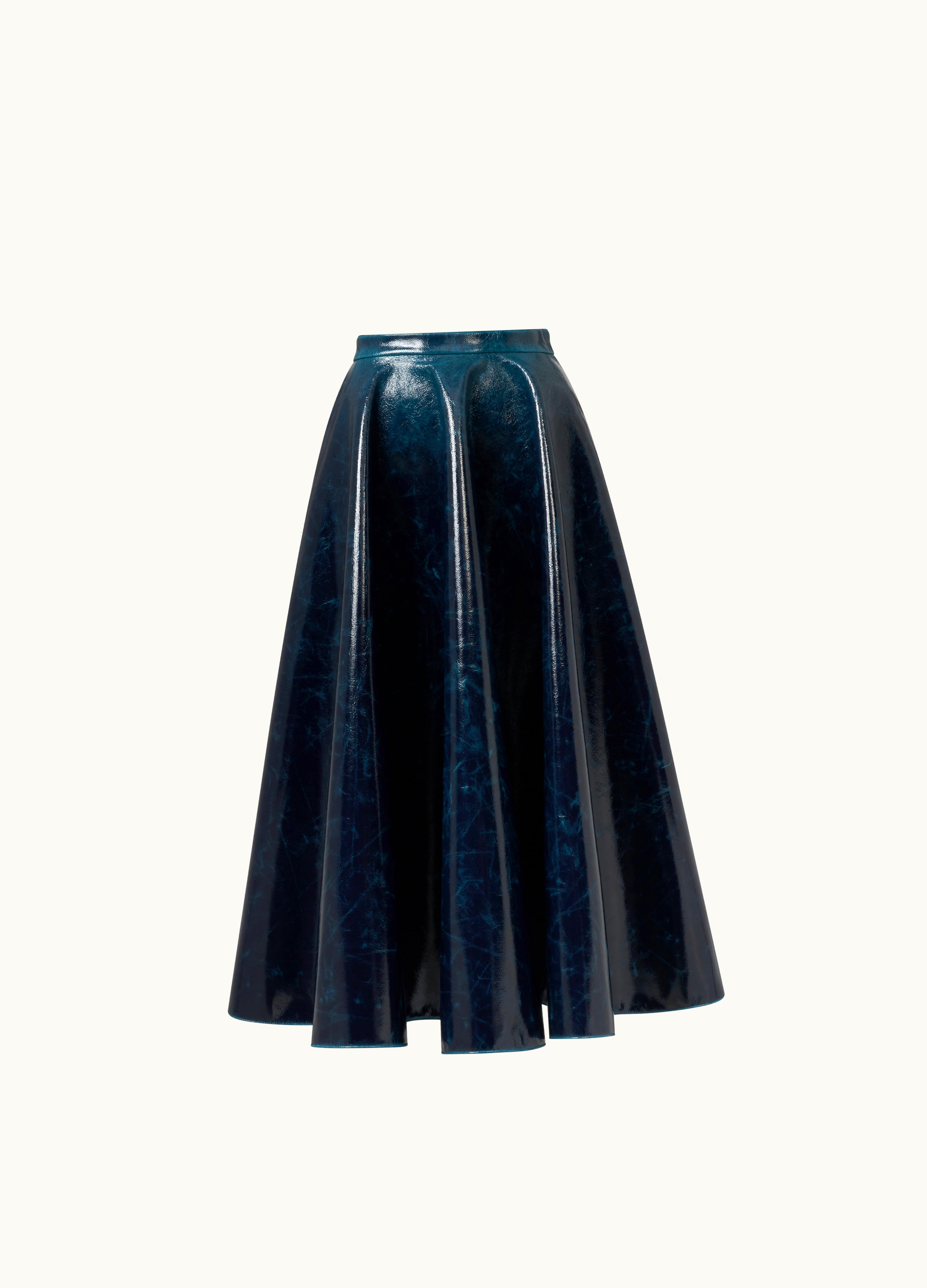 Alaia Alaia Women's Petrol Blue Mirror Wool Midi Skirt