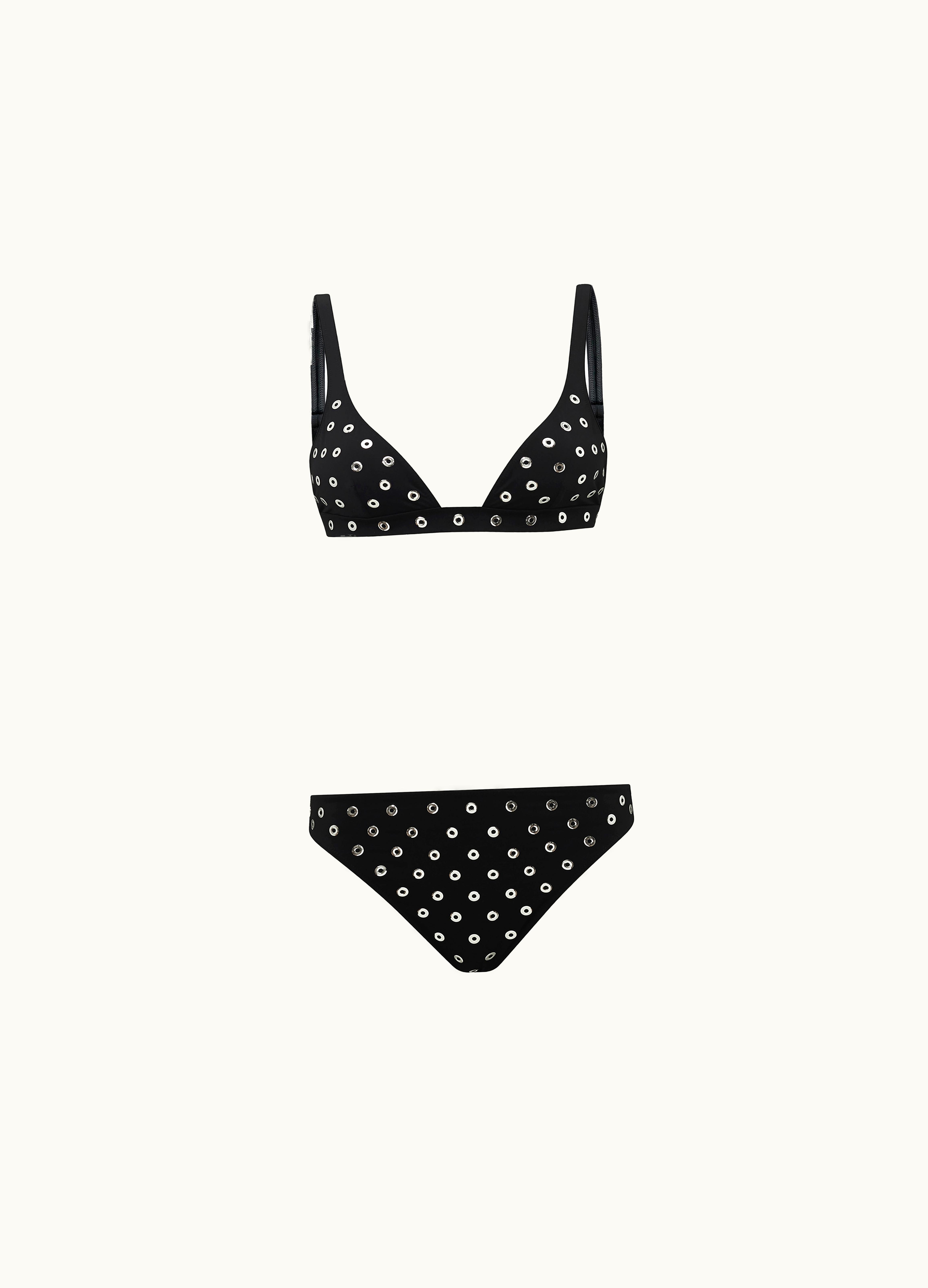 Alaia Alaia Women's Black Eyelet Bikini In Jersey