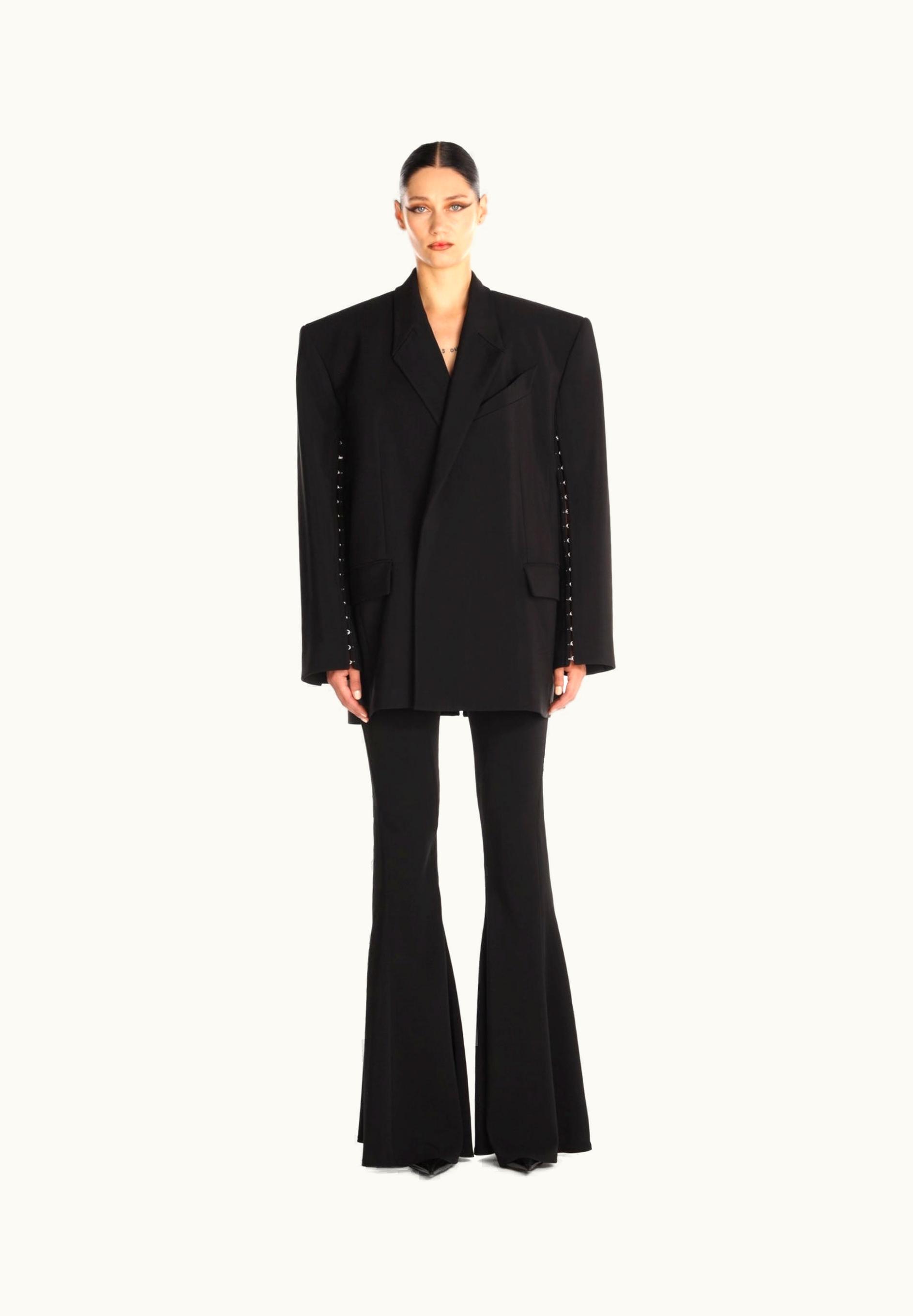 Mugler Mugler Black Hook & Eye Oversized Jacket