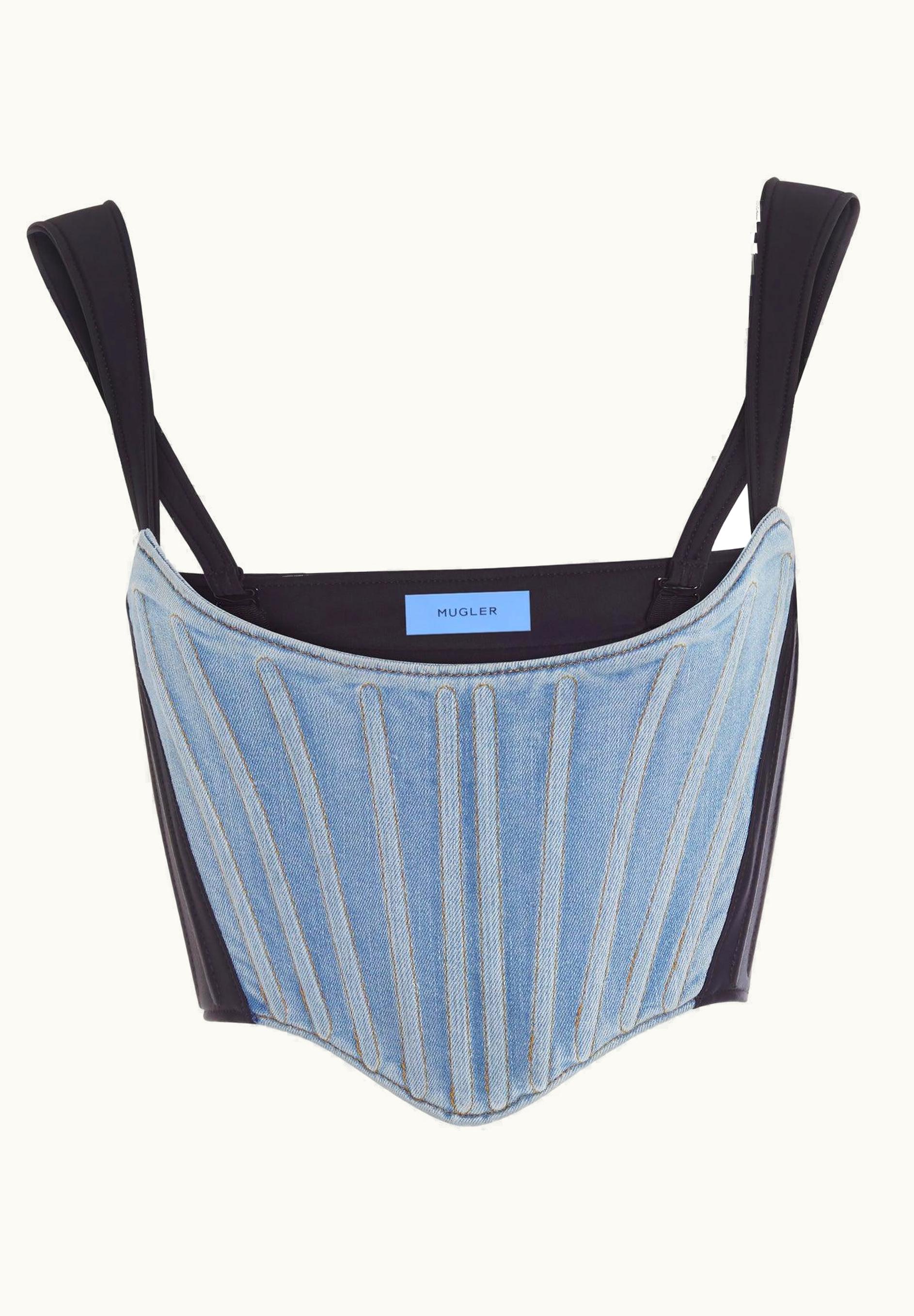 Mugler Mugler Blue bi-material Denim Corset