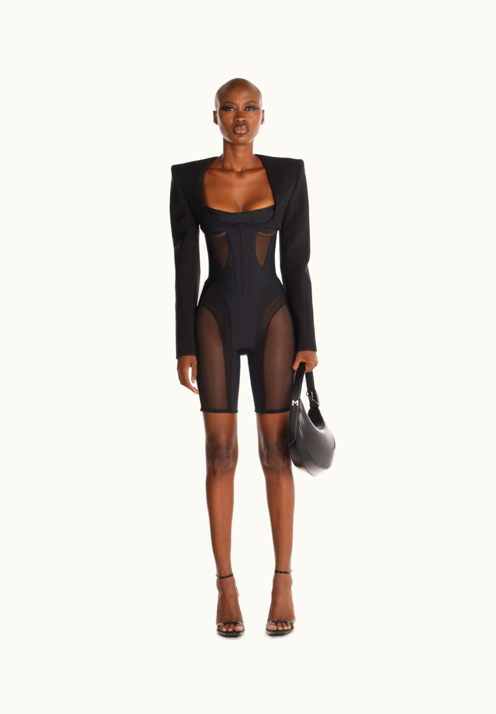Mugler Mugler Black Lingerie Corset Bicycle Jumpsuit