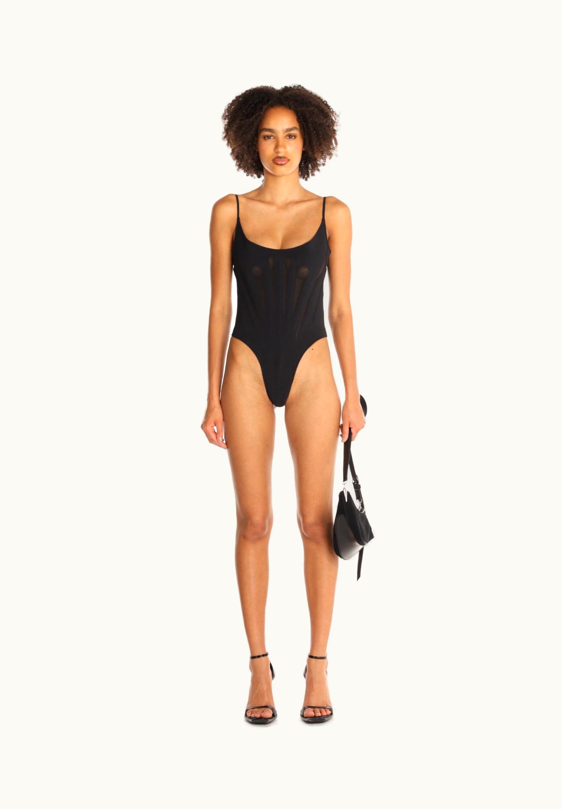Mugler Mugler Black Corseted one-piece