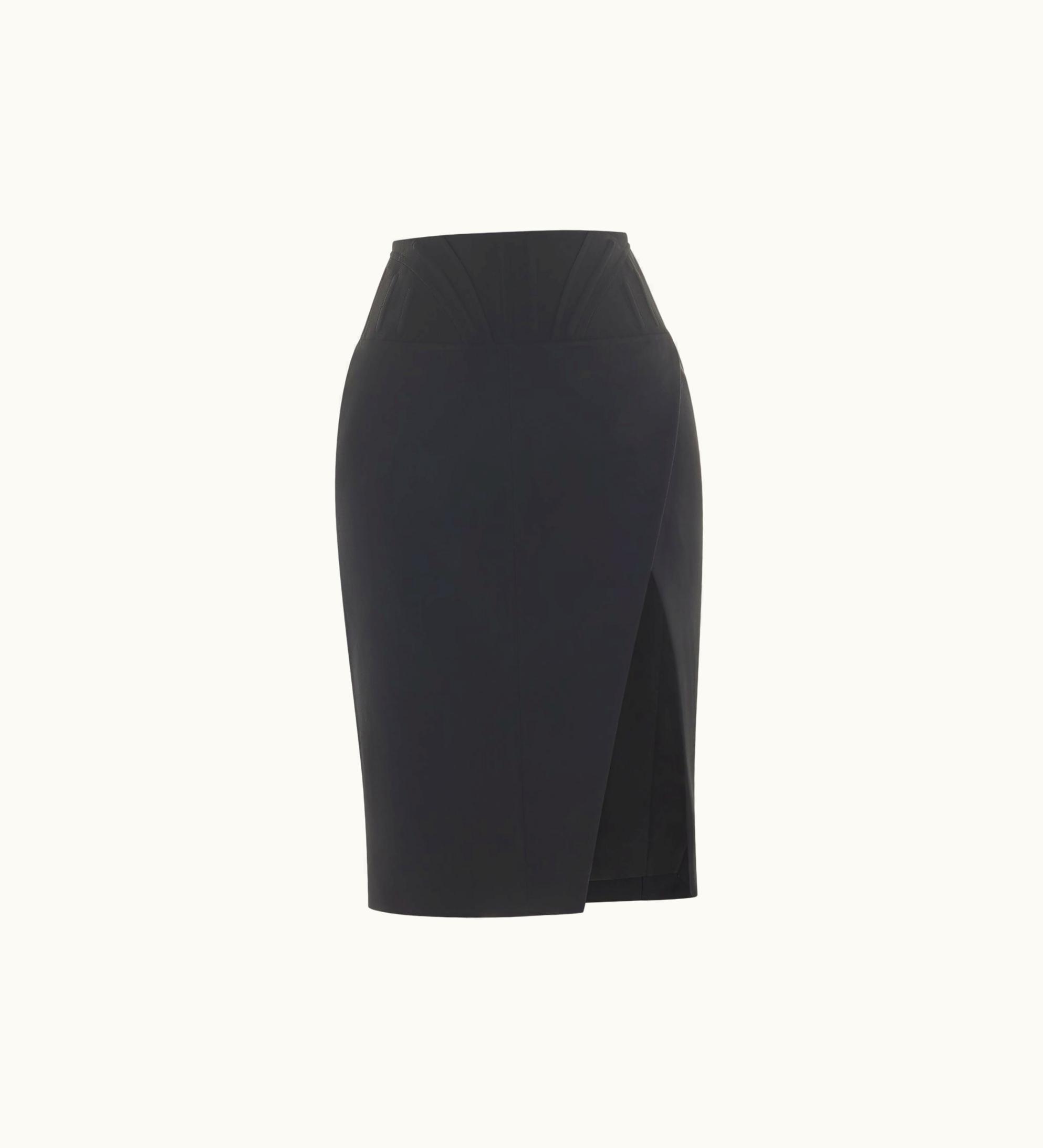 Mugler Mugler Black Corseted Pencil Skirt