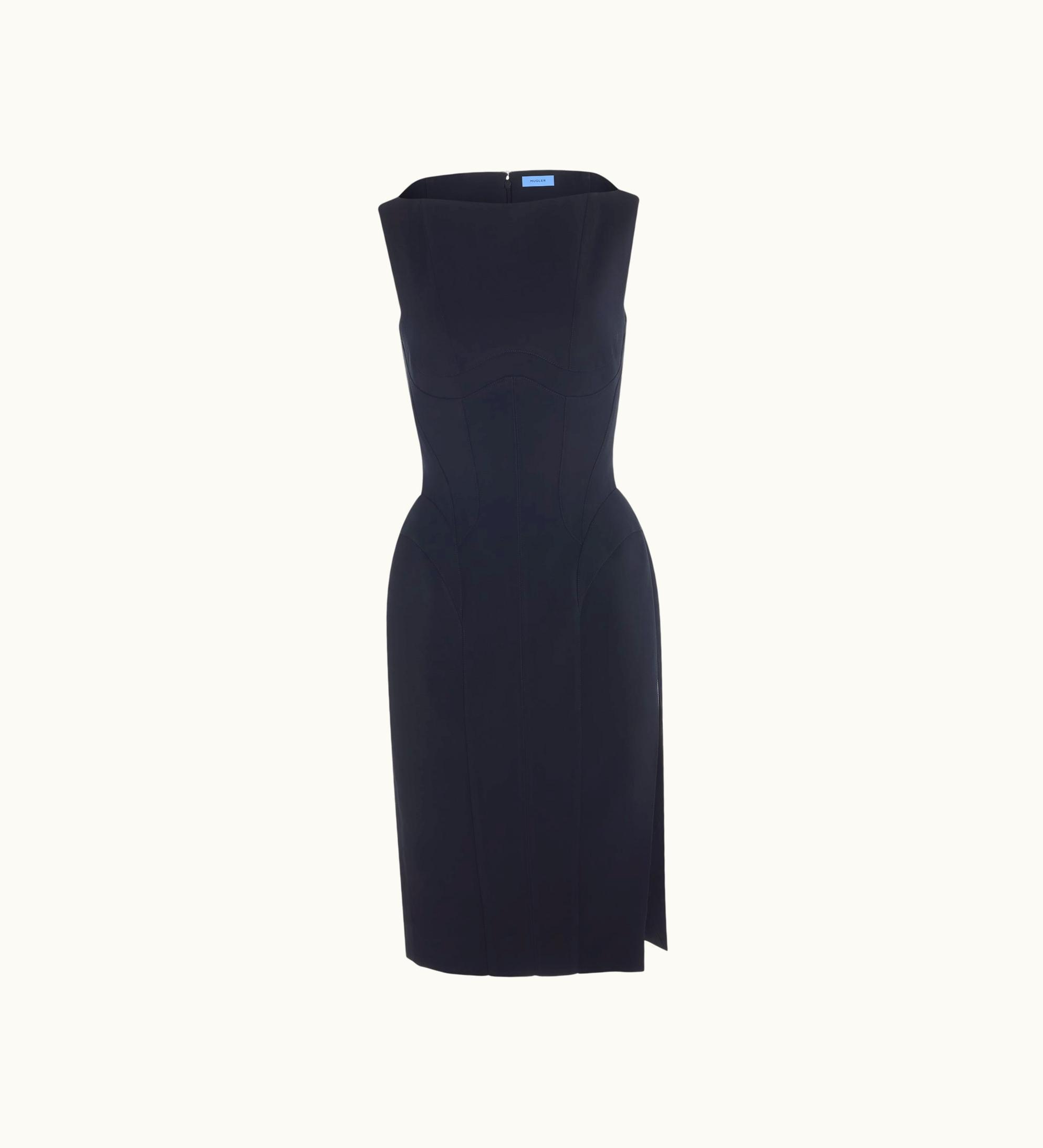 Mugler Mugler Black Tailored Boat Neck Dress