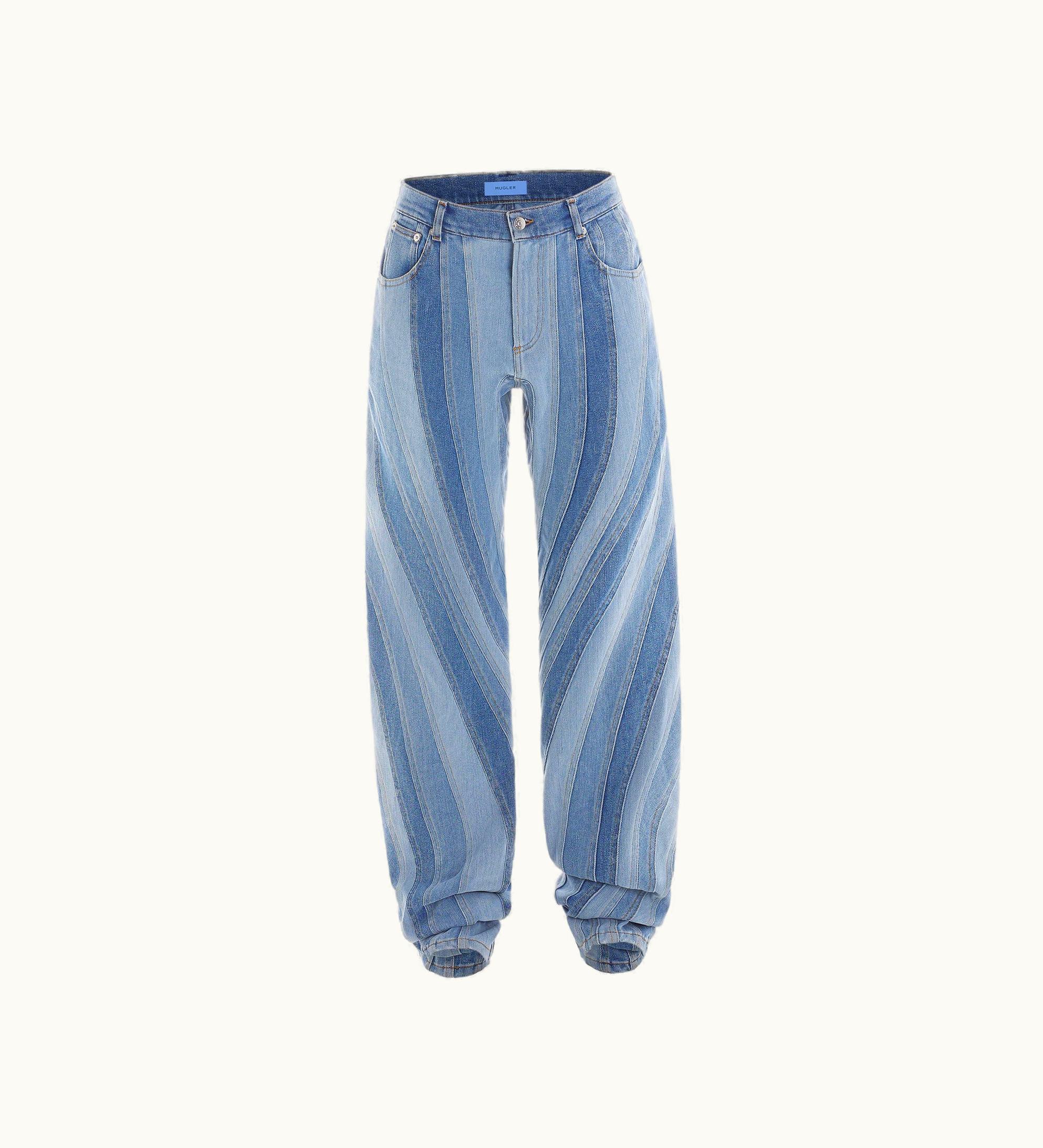 Mugler Mugler Blue Multicolor Spiral Baggy Jeans