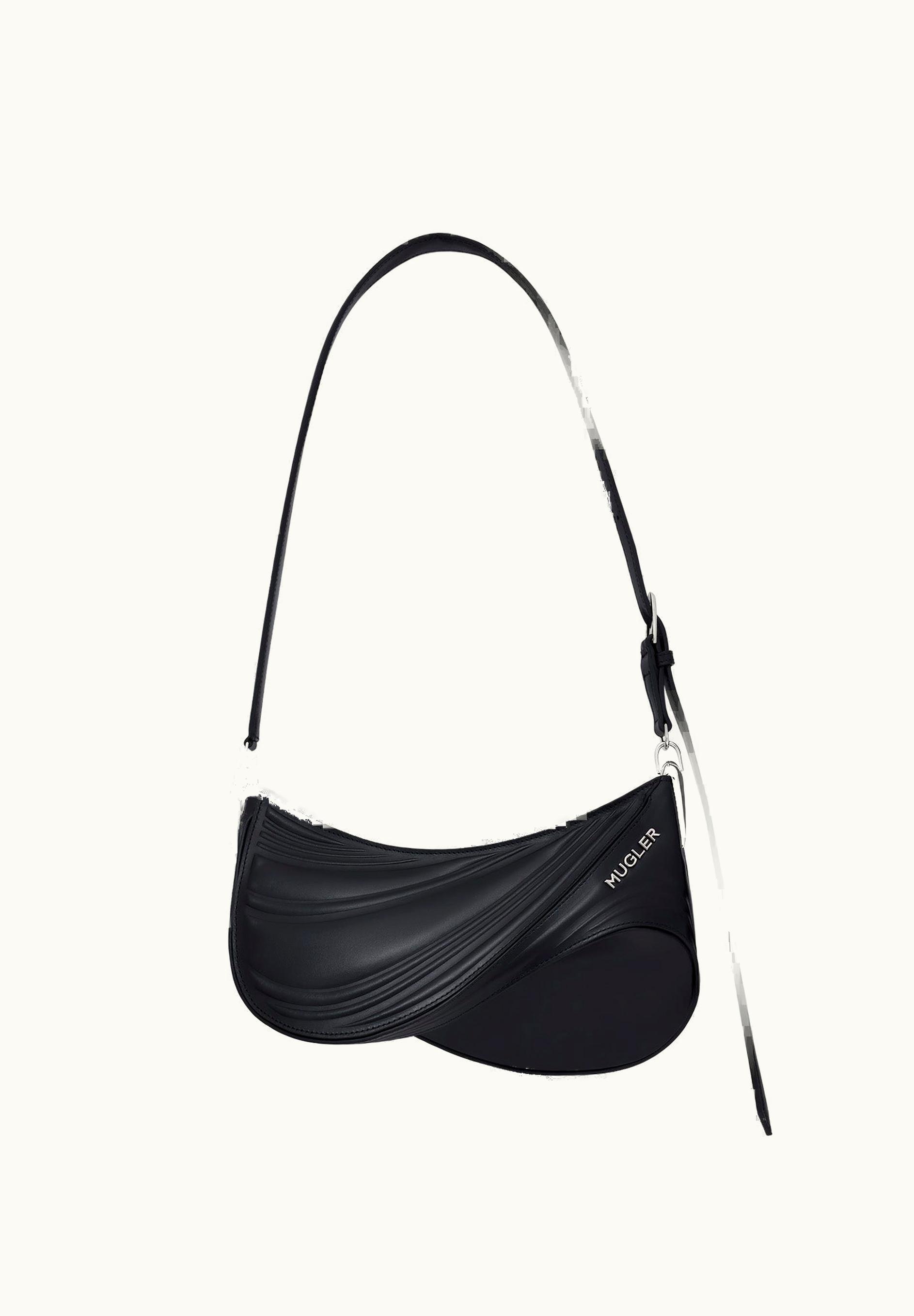 Mugler Mugler Medium Black Embossed Spiral Curve 01