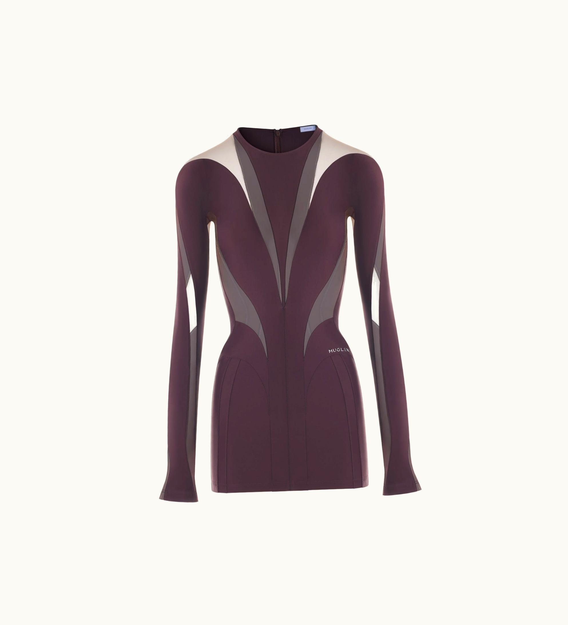 Mugler Mugler Dark Raisin Body Shaping Illusion Dress