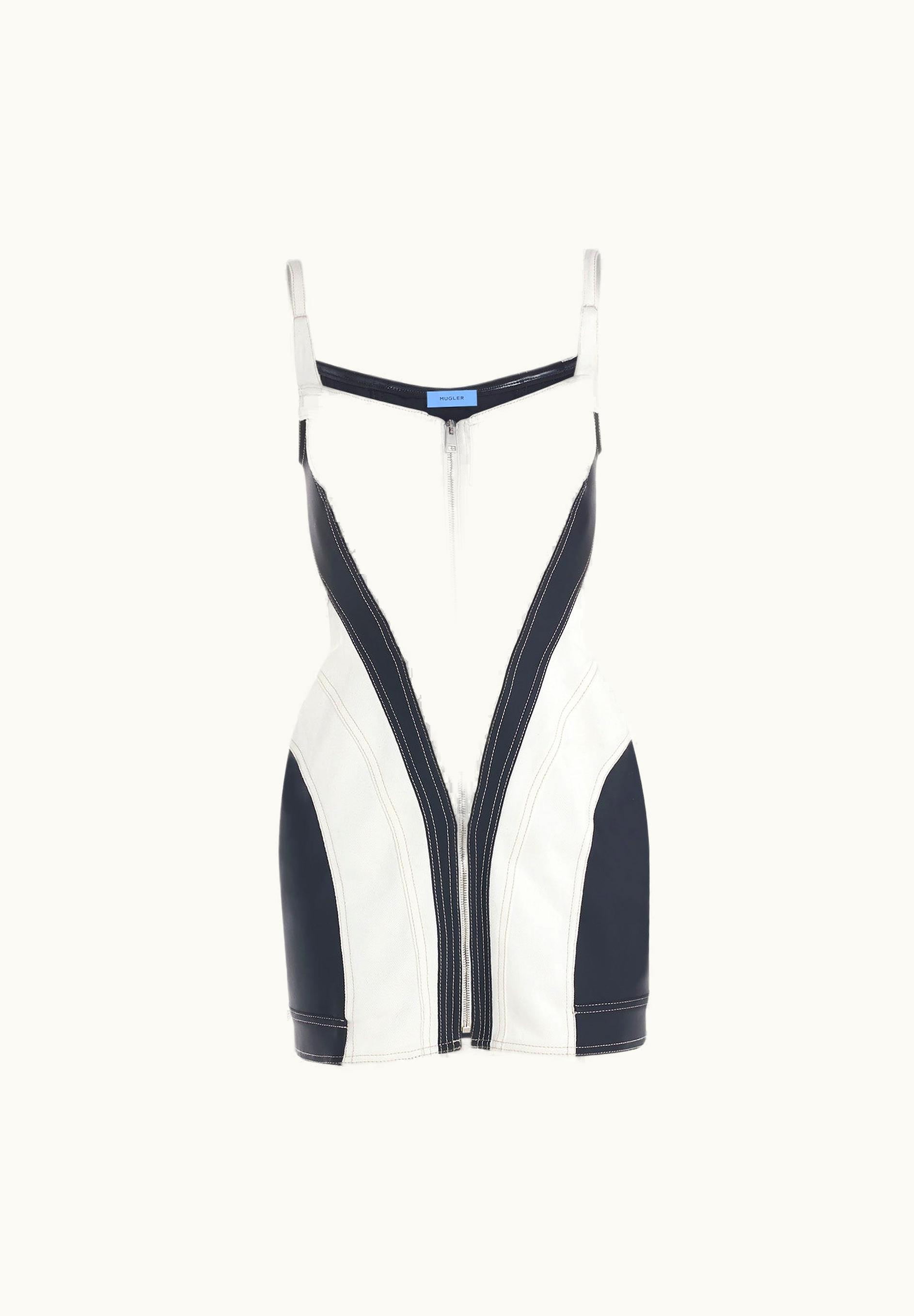 Mugler Mugler White Corset Denim Dress