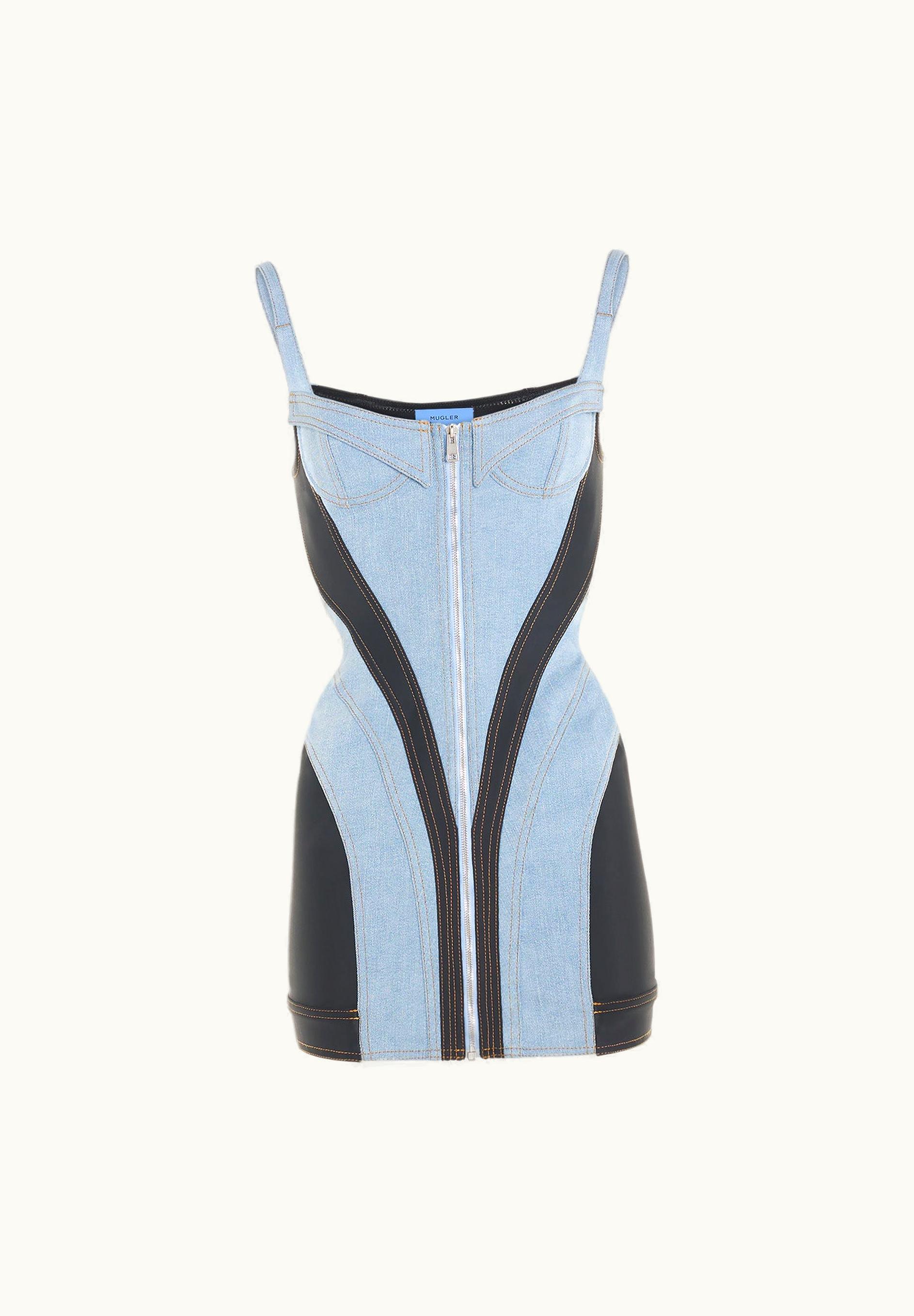 Mugler Mugler Blue Corset Denim Dress