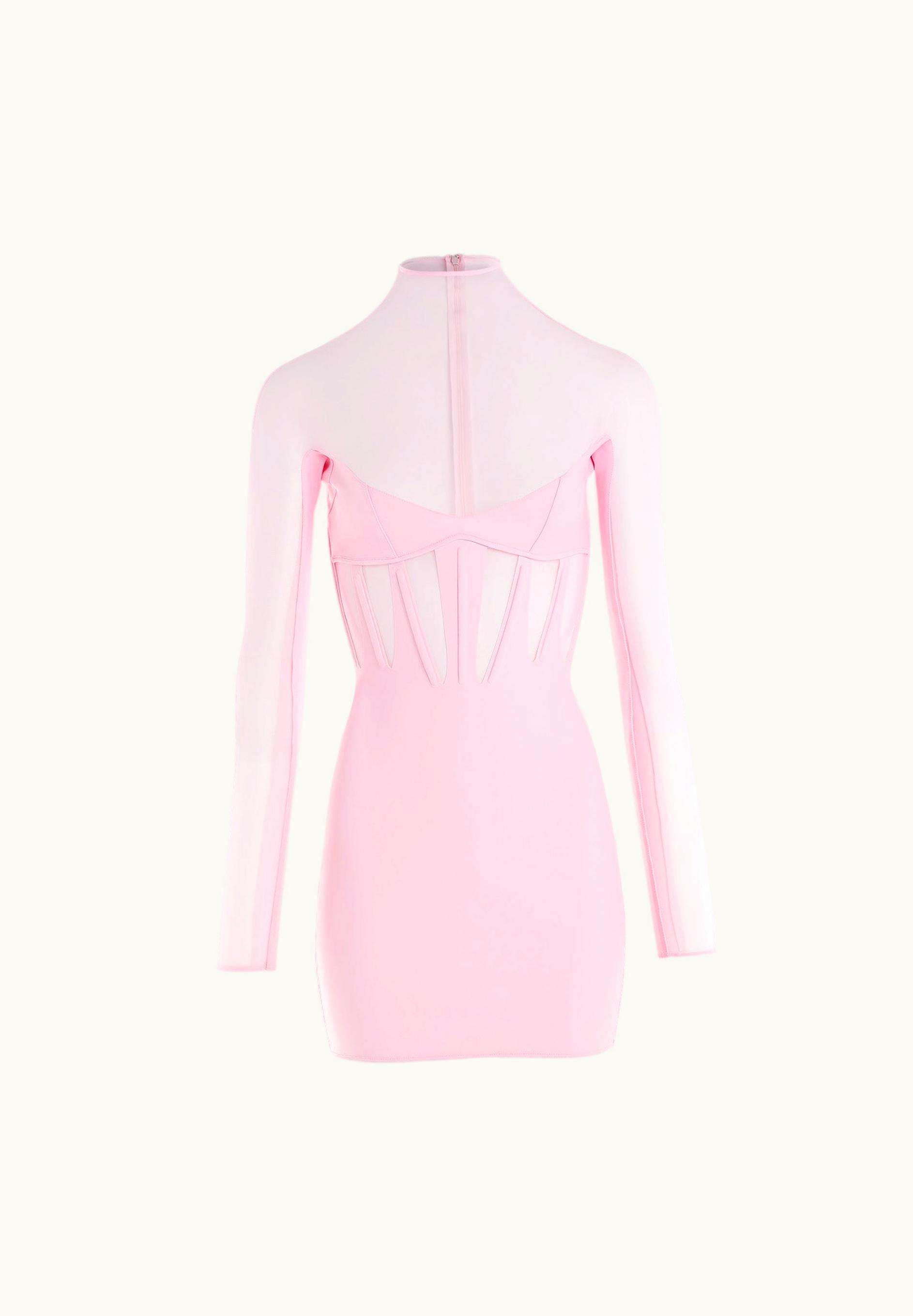 Mugler Mugler Pink Corset Illusion Dress