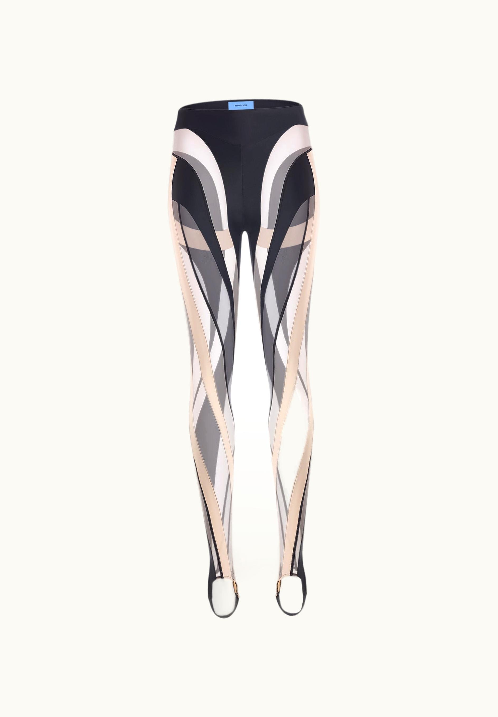 Mugler Mugler Black bi-color Sheer Spiral Leggings