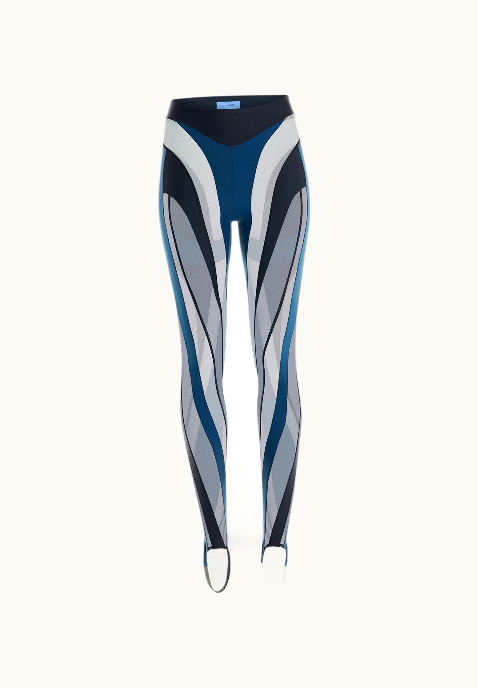 Mugler Mugler Blue Sheer Spiral Leggings