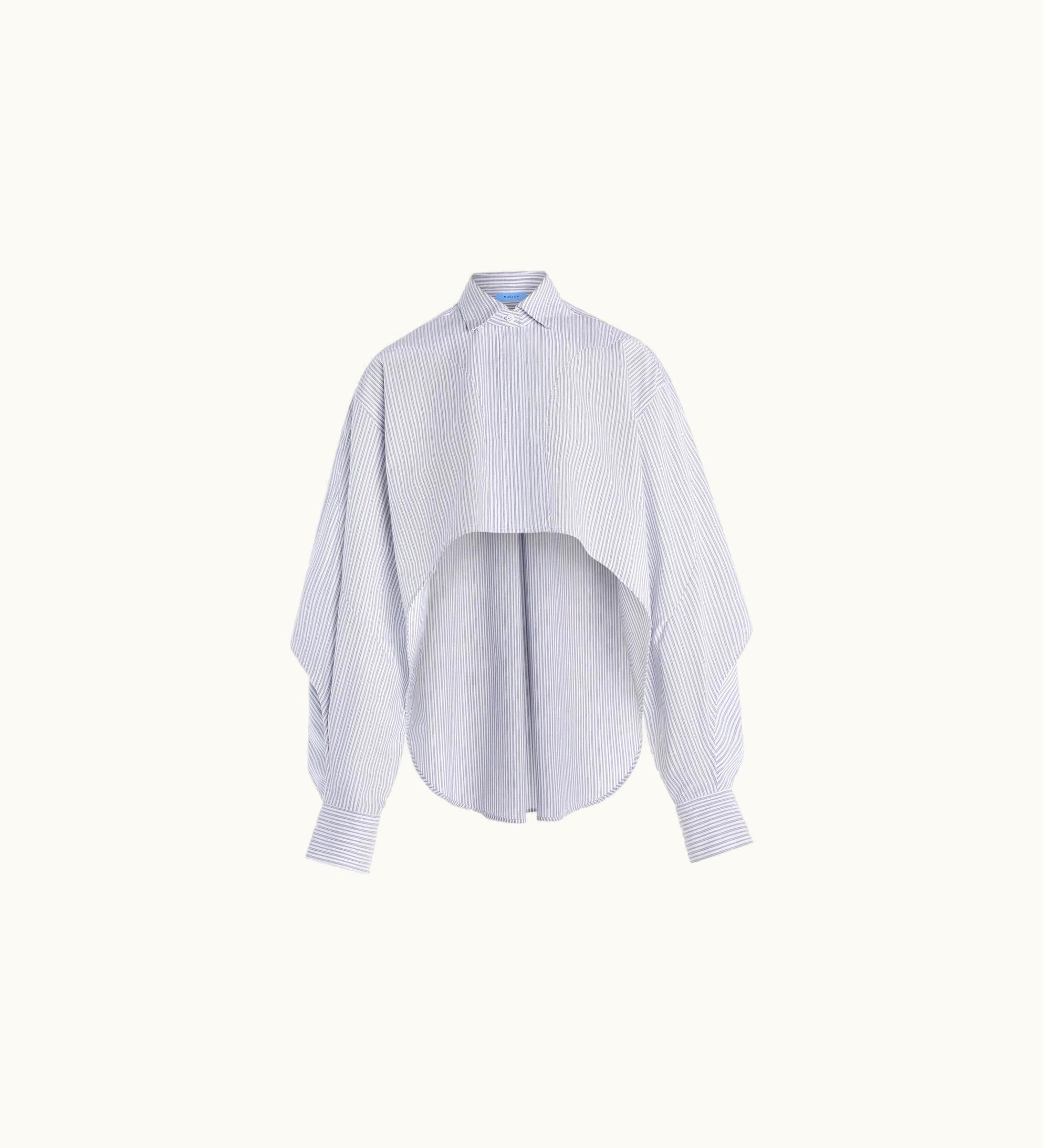 Mugler Mugler White Pinstripe Asymmetric Shirt