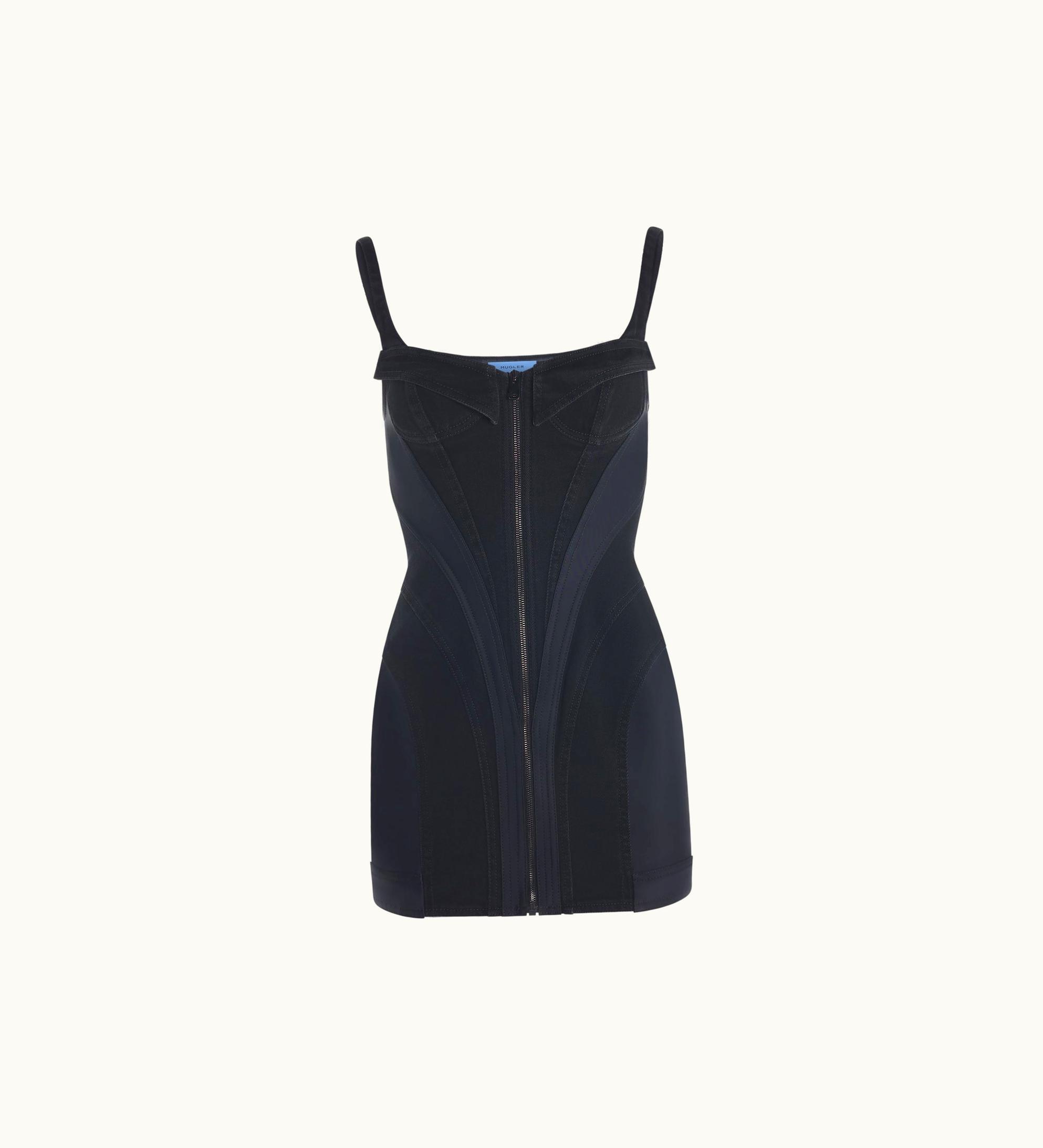 Mugler Mugler Black Corseted Denim Dress 23W6RO1462246_B1919