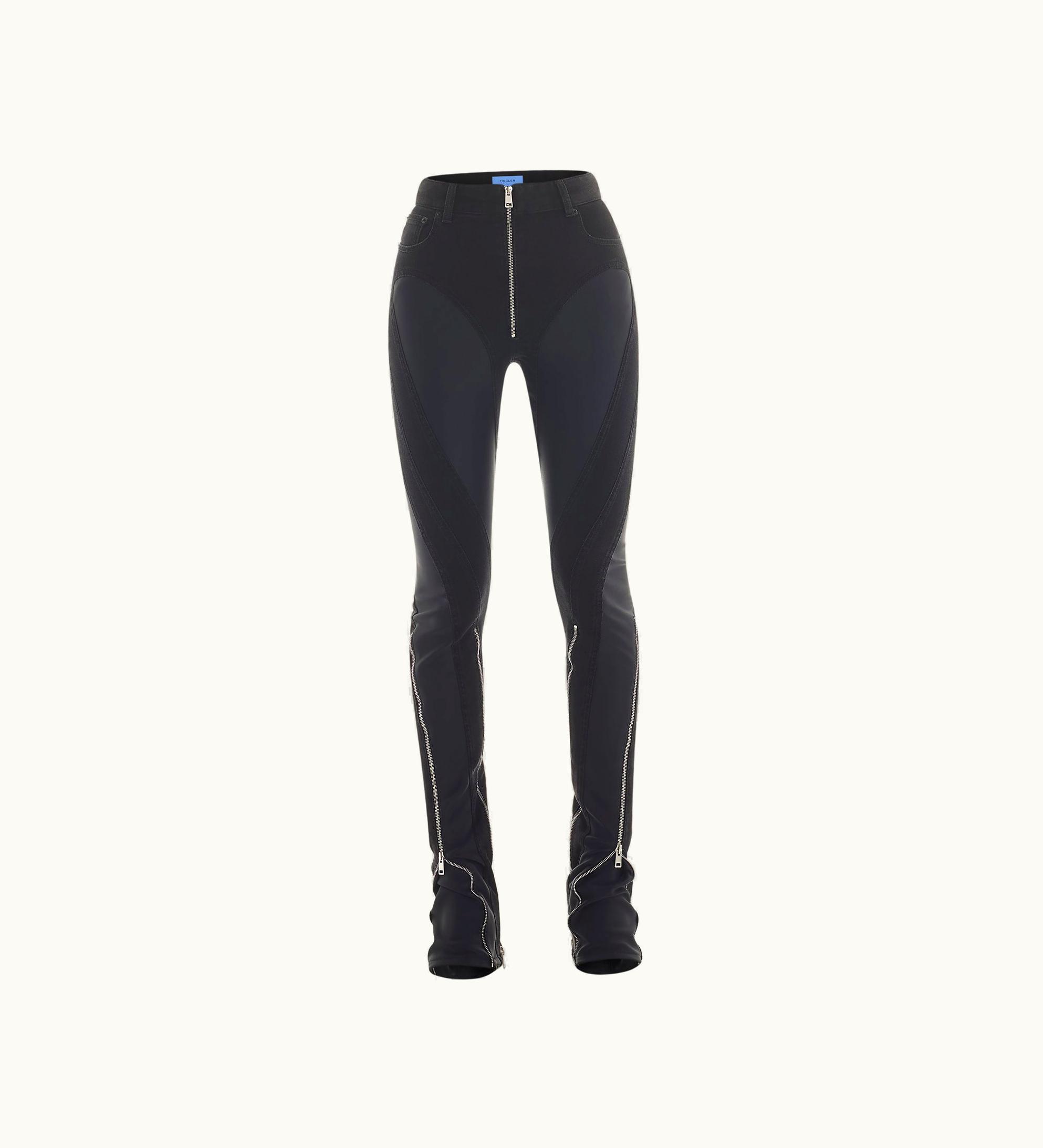 Mugler Mugler Black Zipped bi-material Jeans