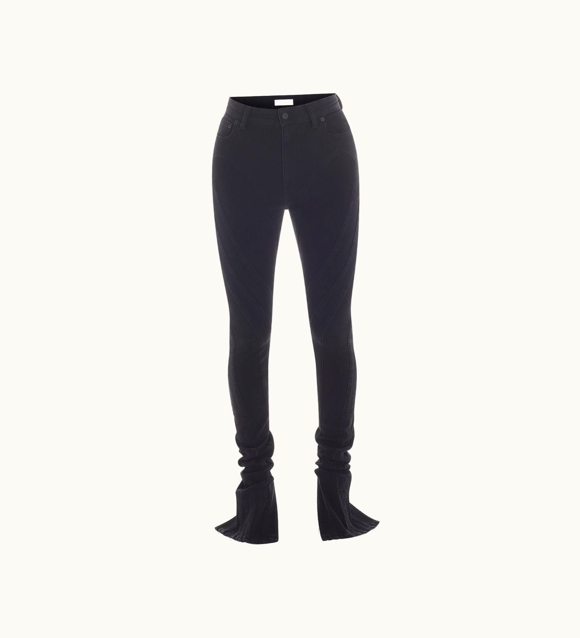 Mugler Mugler Black Slited bi-material Spiral Jeans