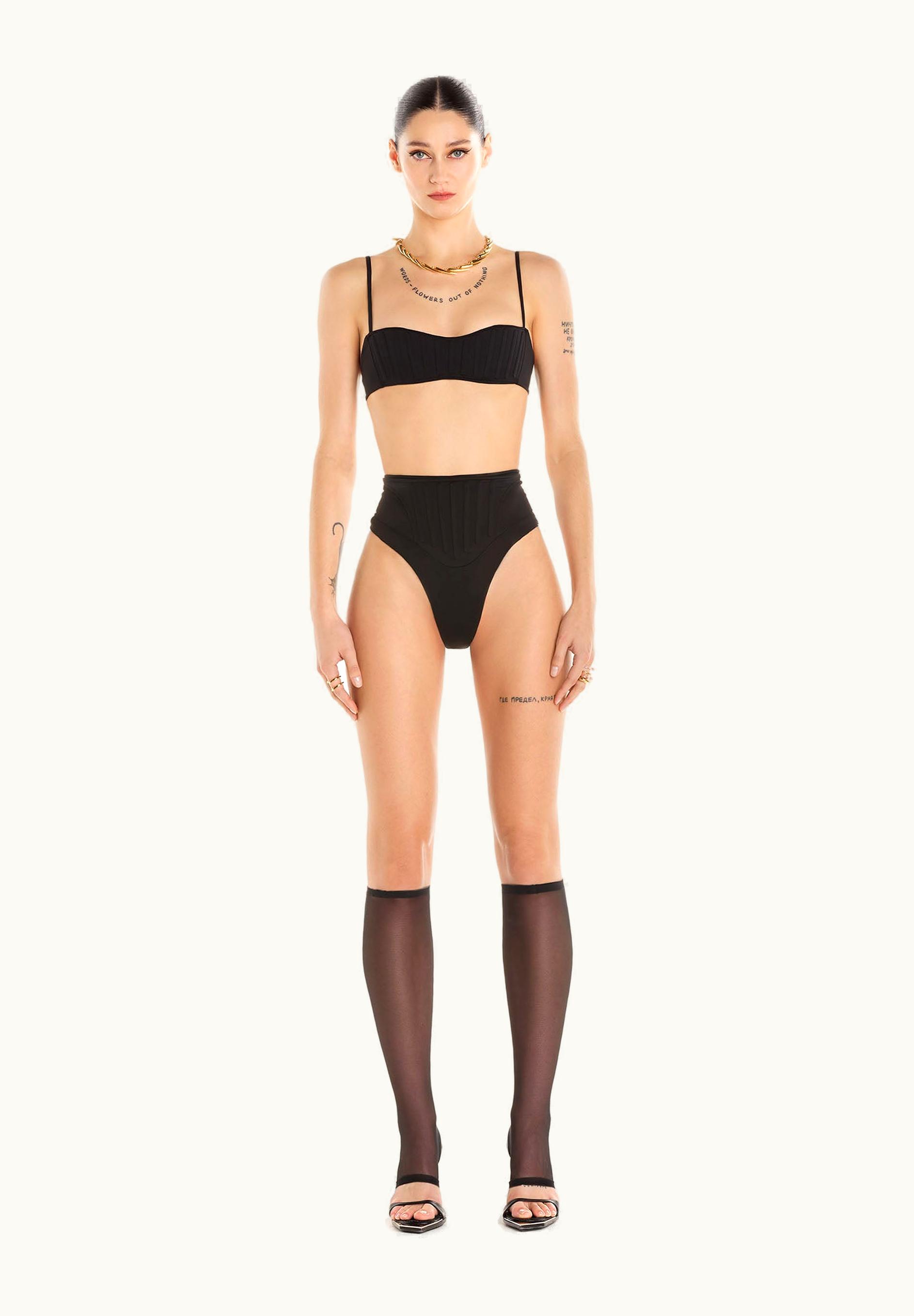 Mugler Mugler Black Corset Bikini Bottom