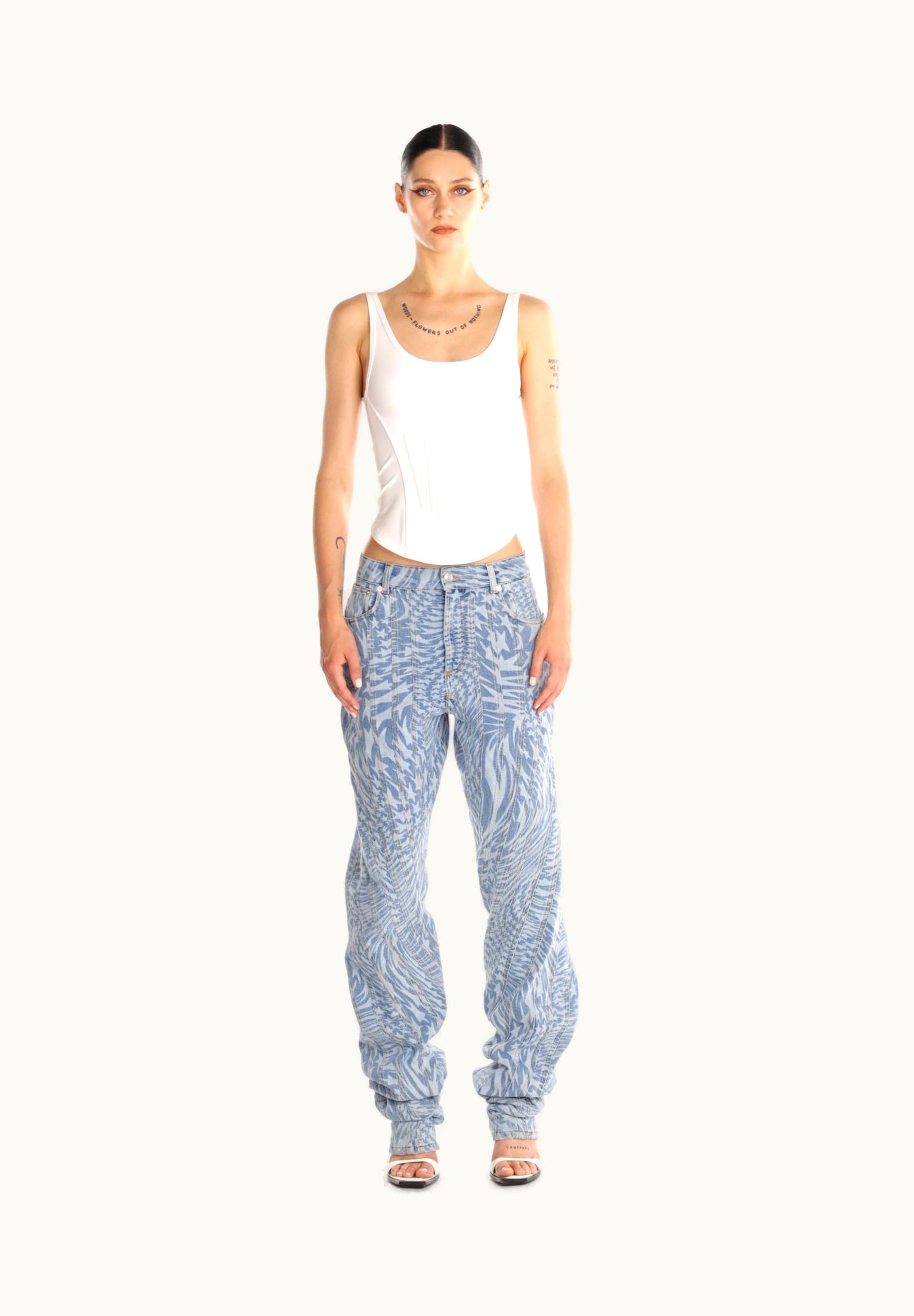 Mugler Mugler Blue Star Printed Baggy Denim 24P6PA0327875_LMS