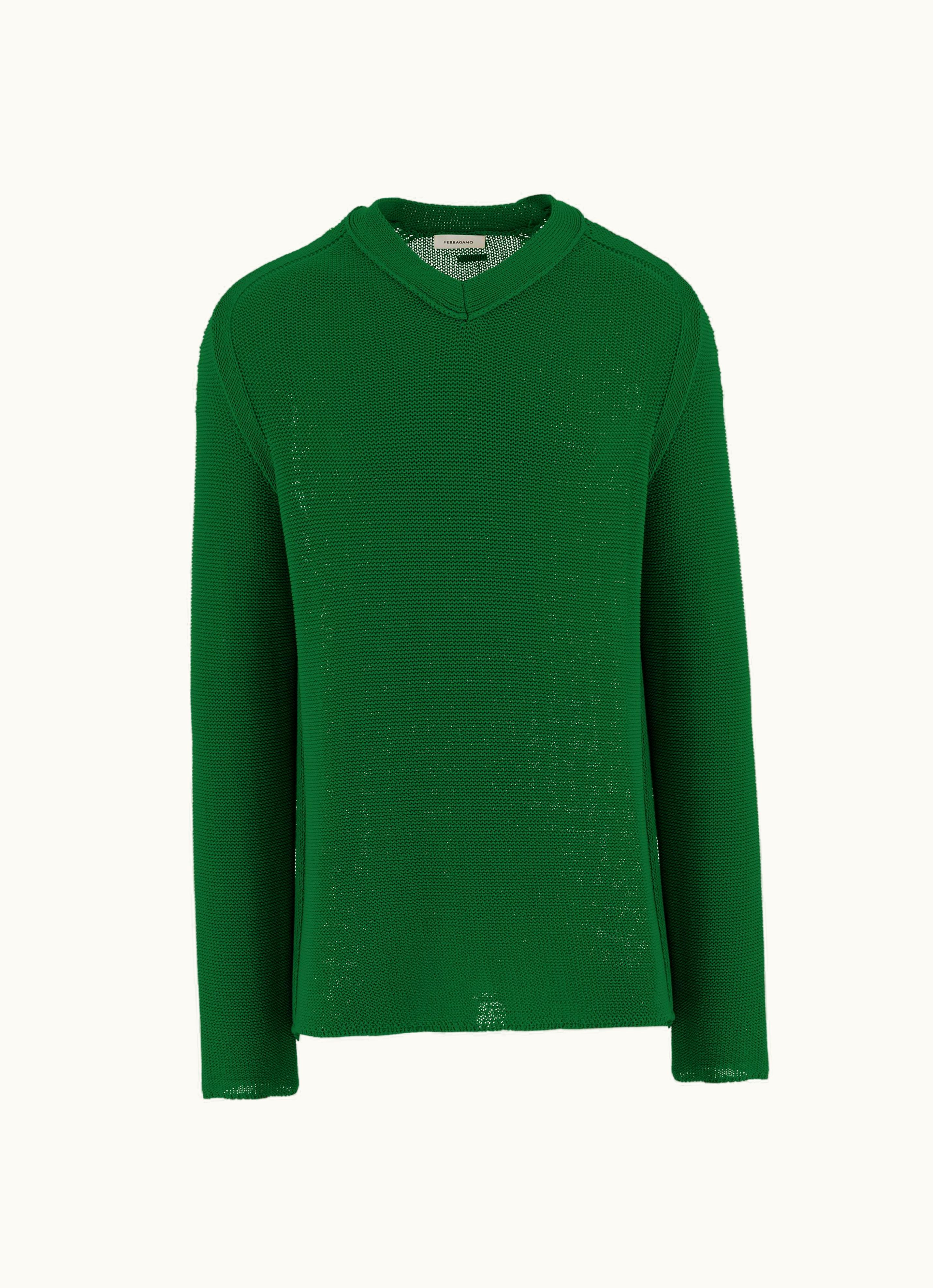 Ferragamo Ferragamo Classic Green V-neck Sweater