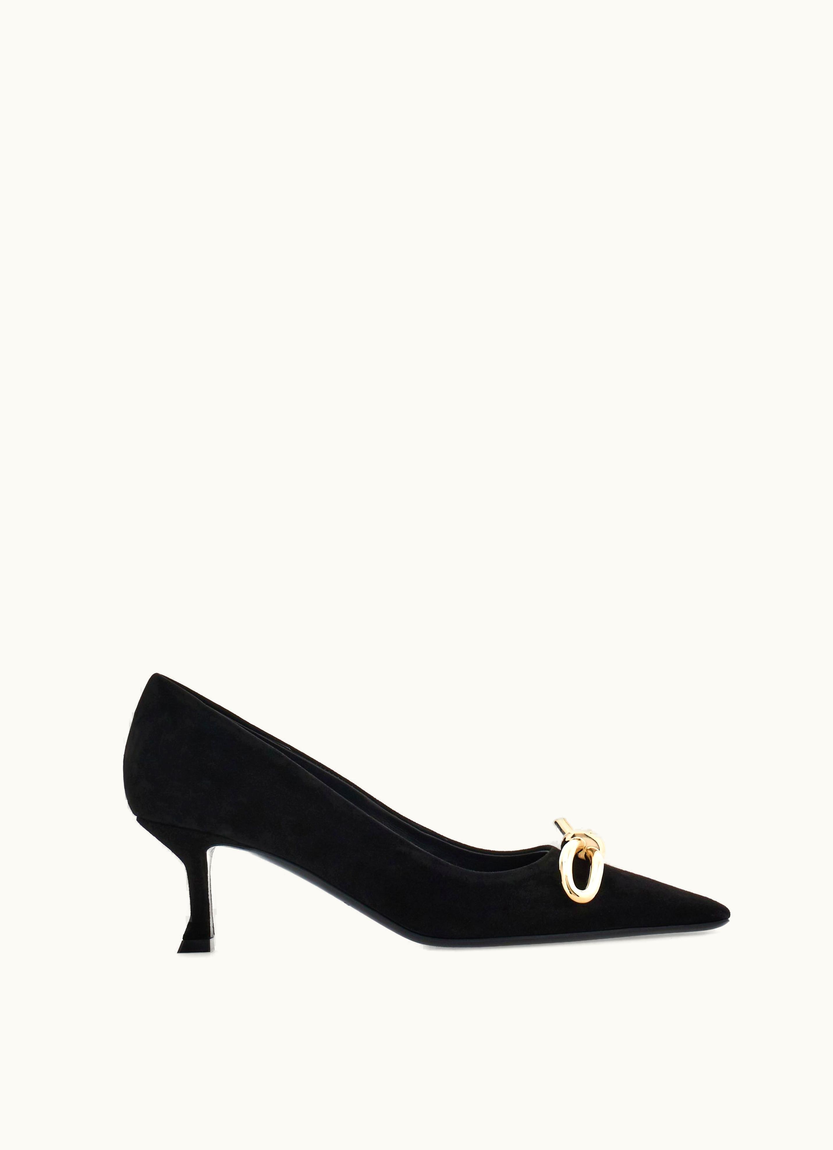 Ferragamo Ferragamo Asymmetric Bow Kitten Heel Pump Black