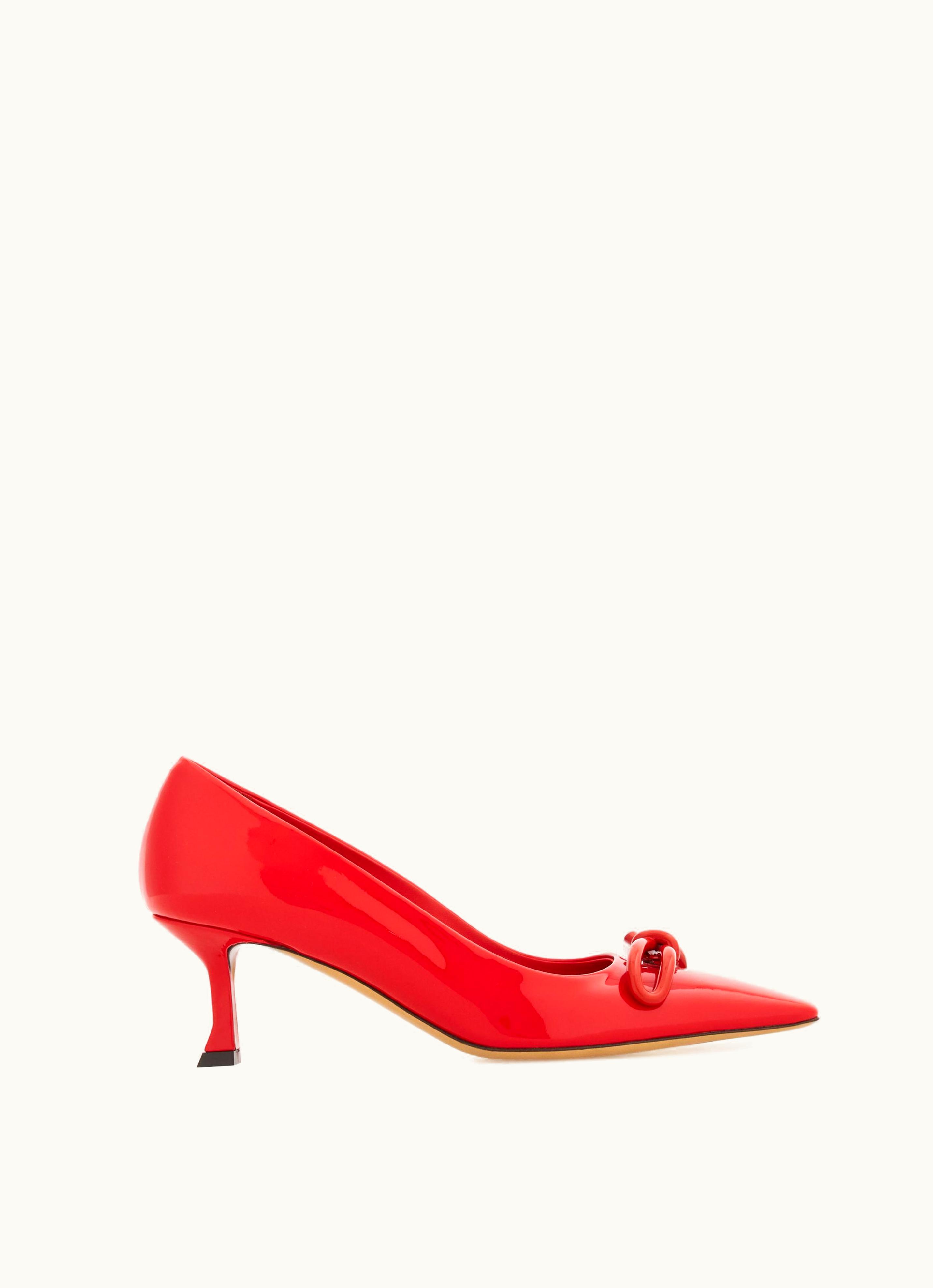 Ferragamo Ferragamo Kitten Heel Pump With Asymmetric Bow Red