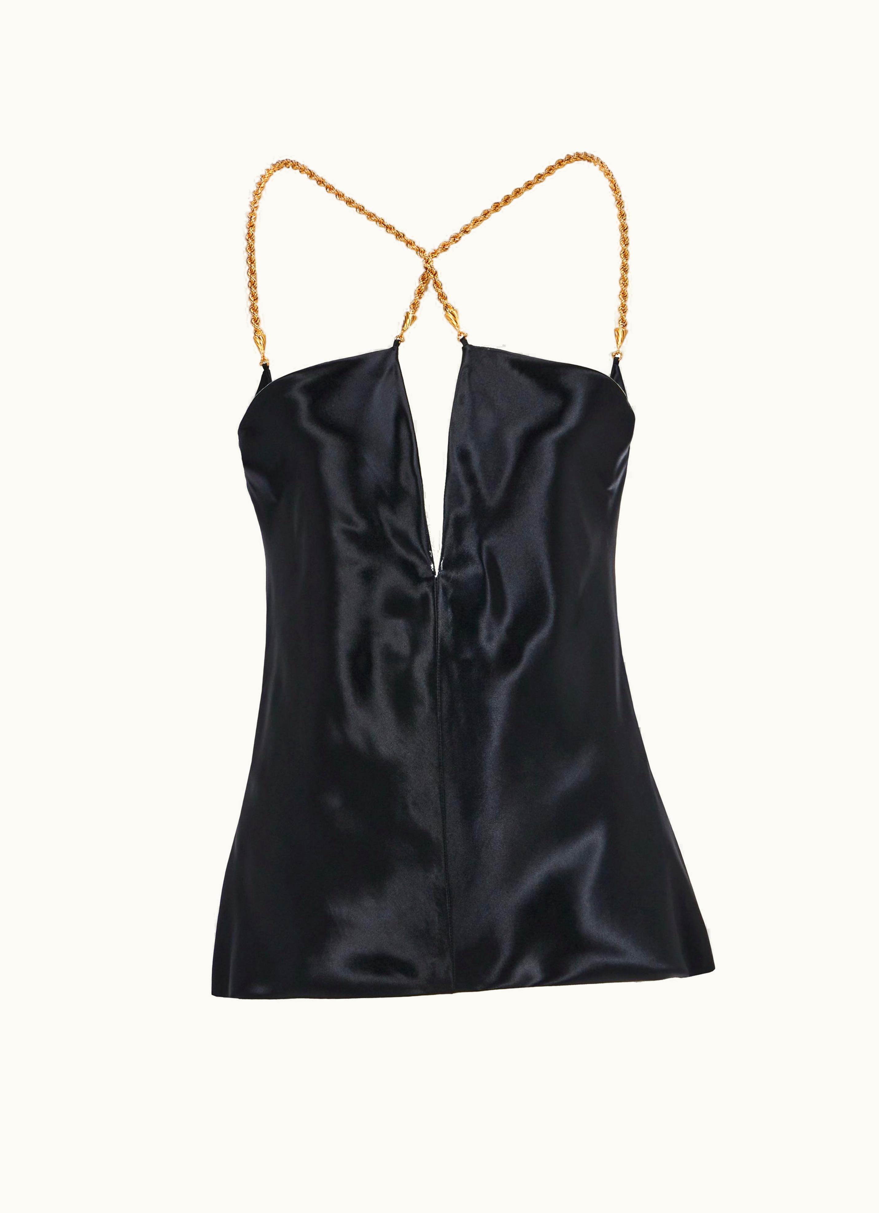 Ferragamo Ferragamo Silky Top With Golden Chain Strap Black